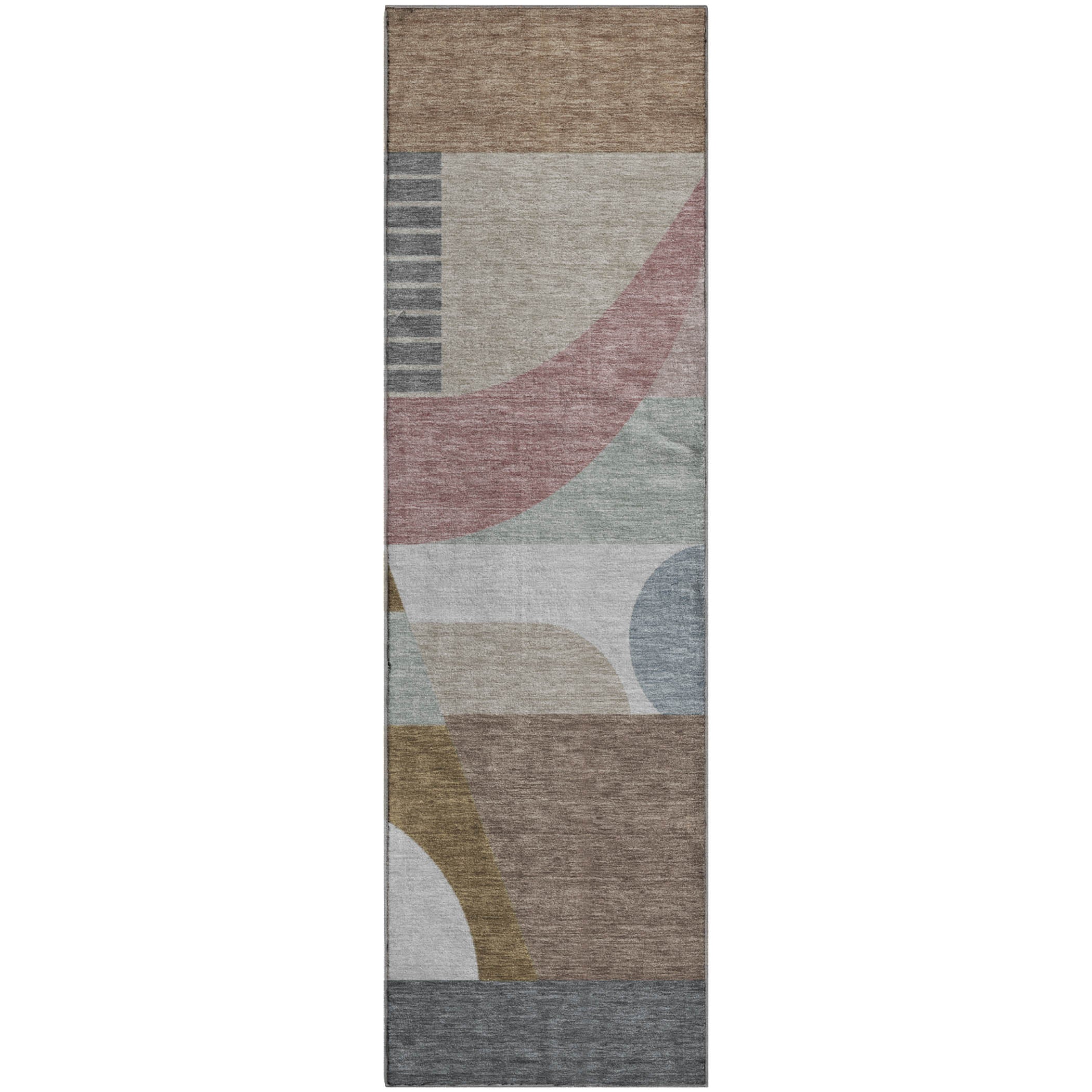 Zanzibar Machine Washable Transitional Mocha Brown Rug 2'3" x 7'6" #shape_Runner