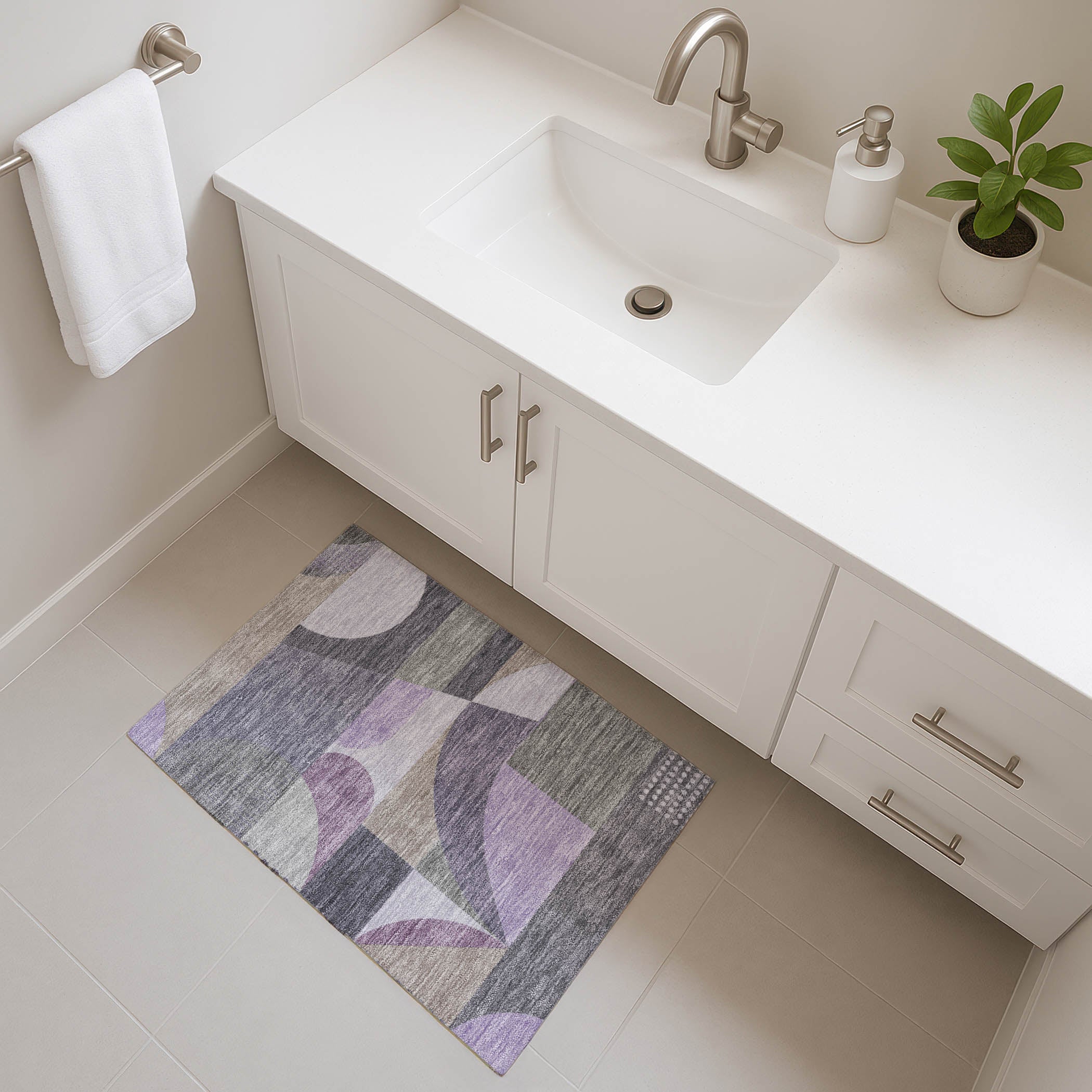 Zanzibar Machine Washable Transitional Purple Rug 1'8" x 2'6" #shape_Rectangle