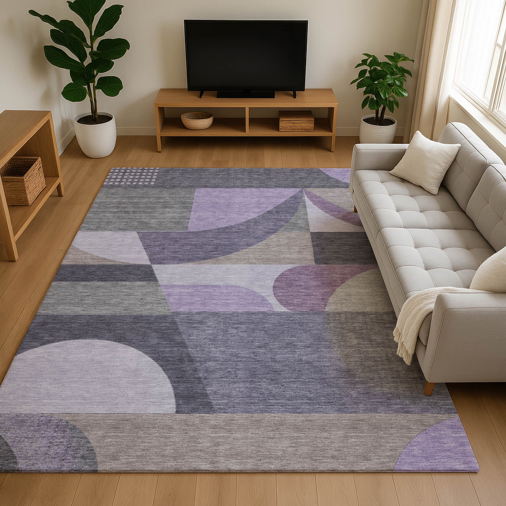 Zanzibar Machine Washable Transitional Purple Rug 2'6" x 3'10" #shape_Rectangle