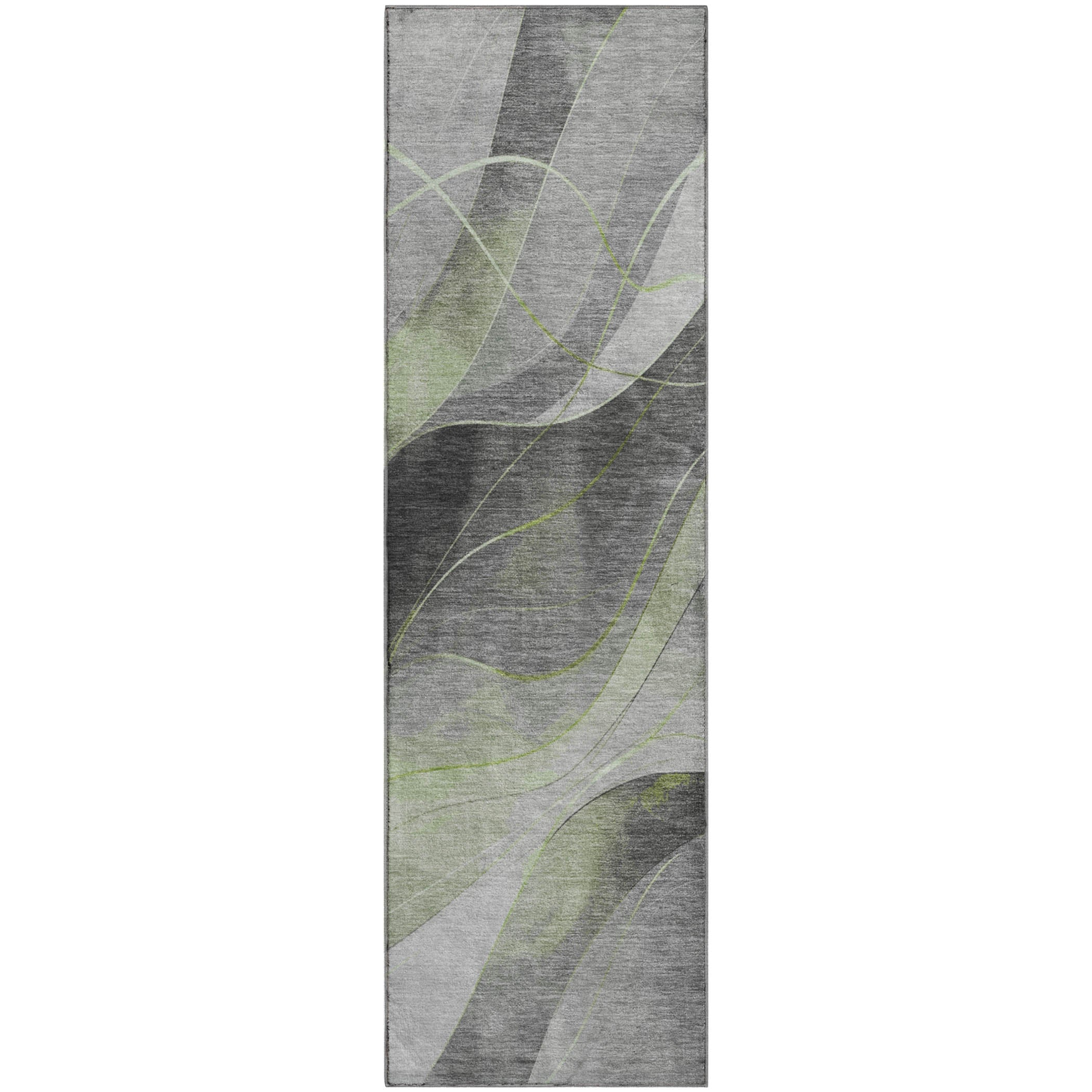 Havana Machine Washable Transitional Aloe Green Rug 2'3" x 7'6" #shape_Runner