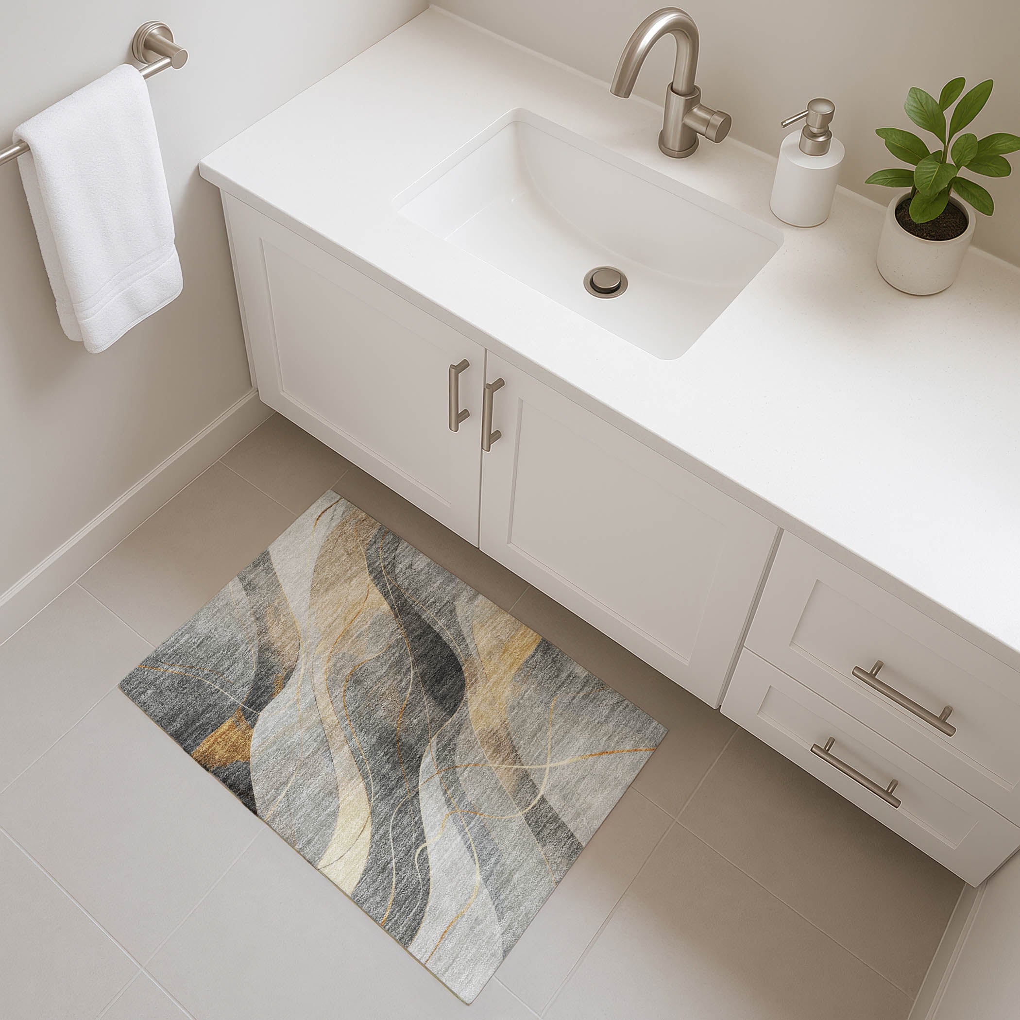 Havana Machine Washable Transitional Gray Rug 1'8" x 2'6" #shape_Rectangle
