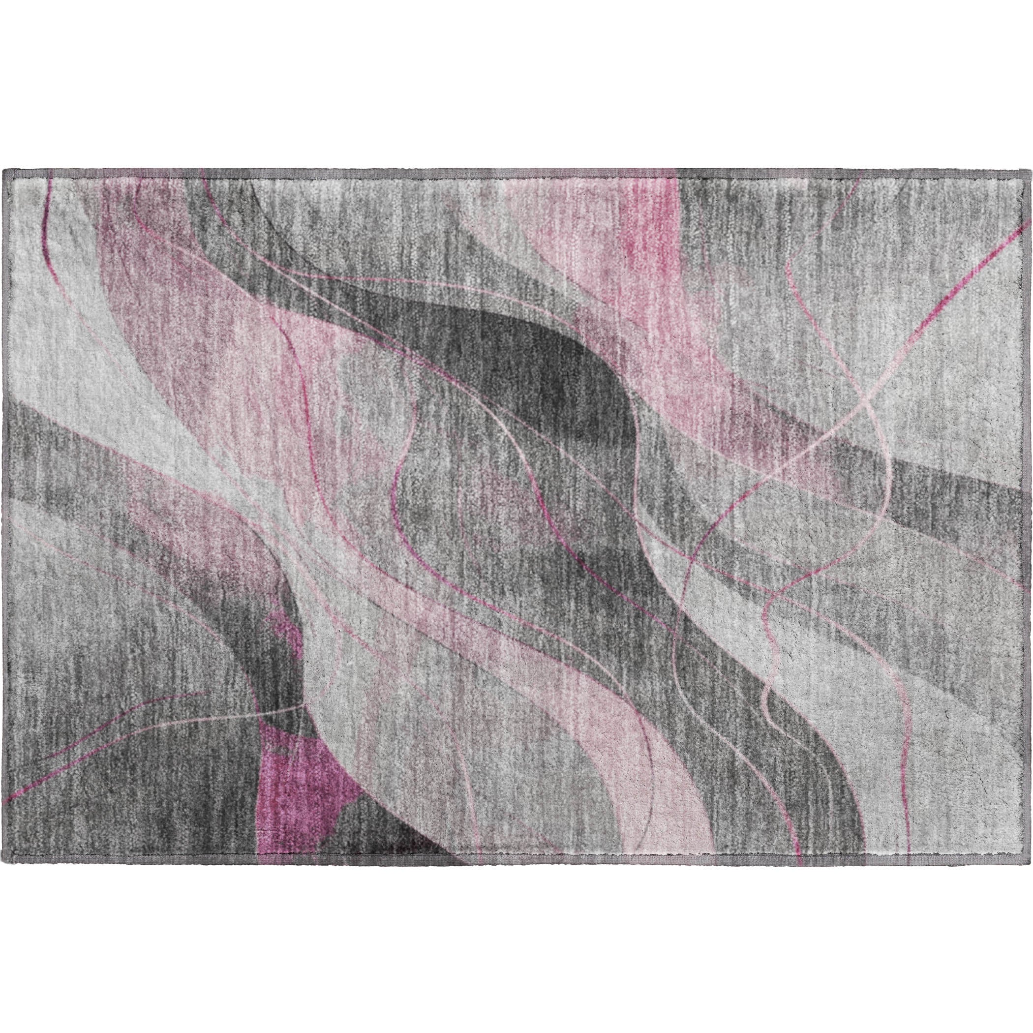 Havana Machine Washable Transitional Pink Rug 1'8" x 2'6" #shape_Rectangle