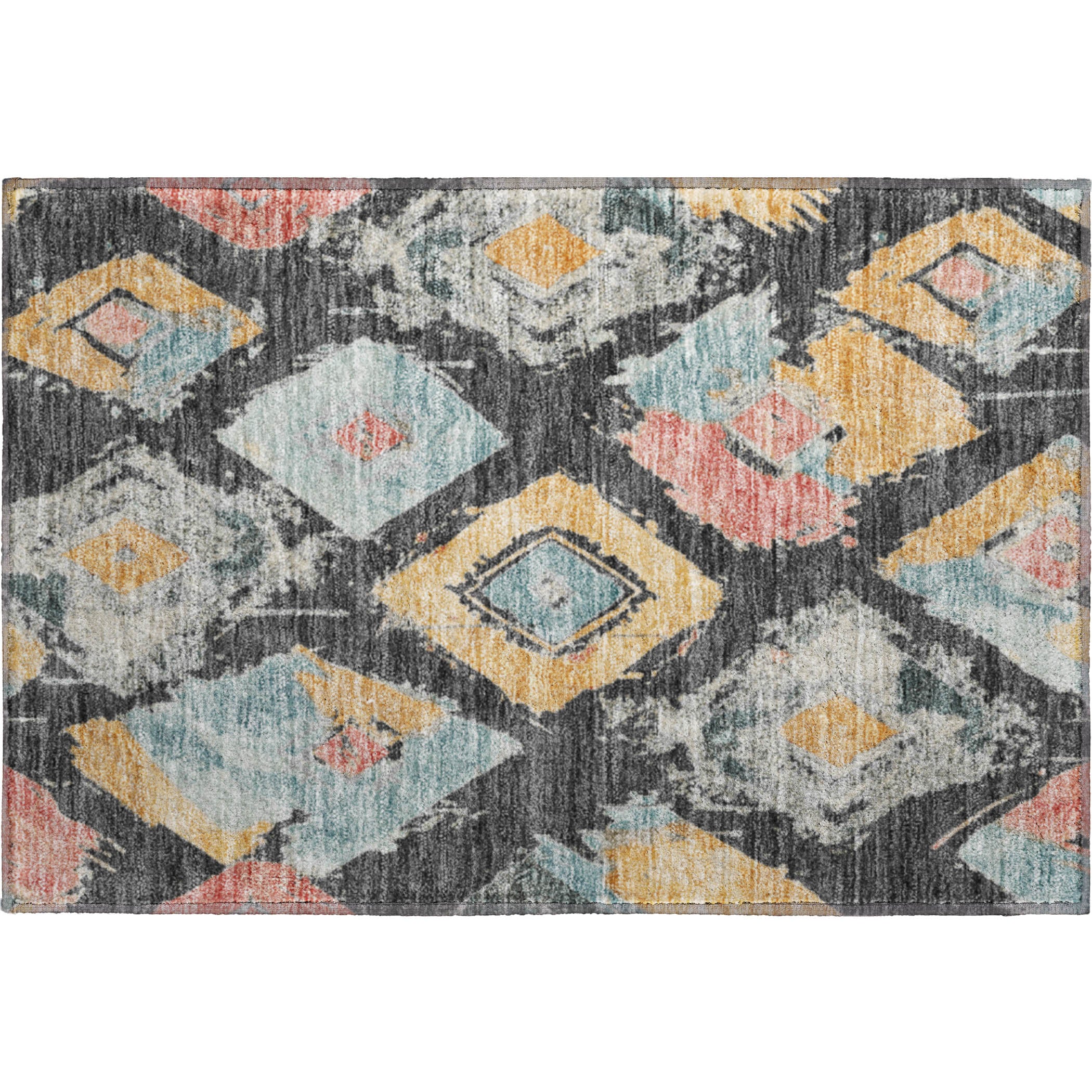Montevideo Machine Washable Transitional Charcoal Gray Rug 1'8" x 2'6" #shape_Rectangle