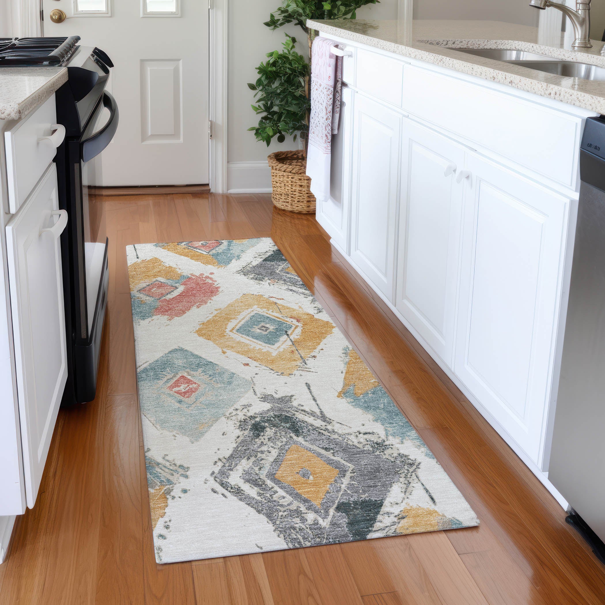 Montevideo Machine Washable Transitional Ivory Rug 2'3" x 7'6" #shape_Runner