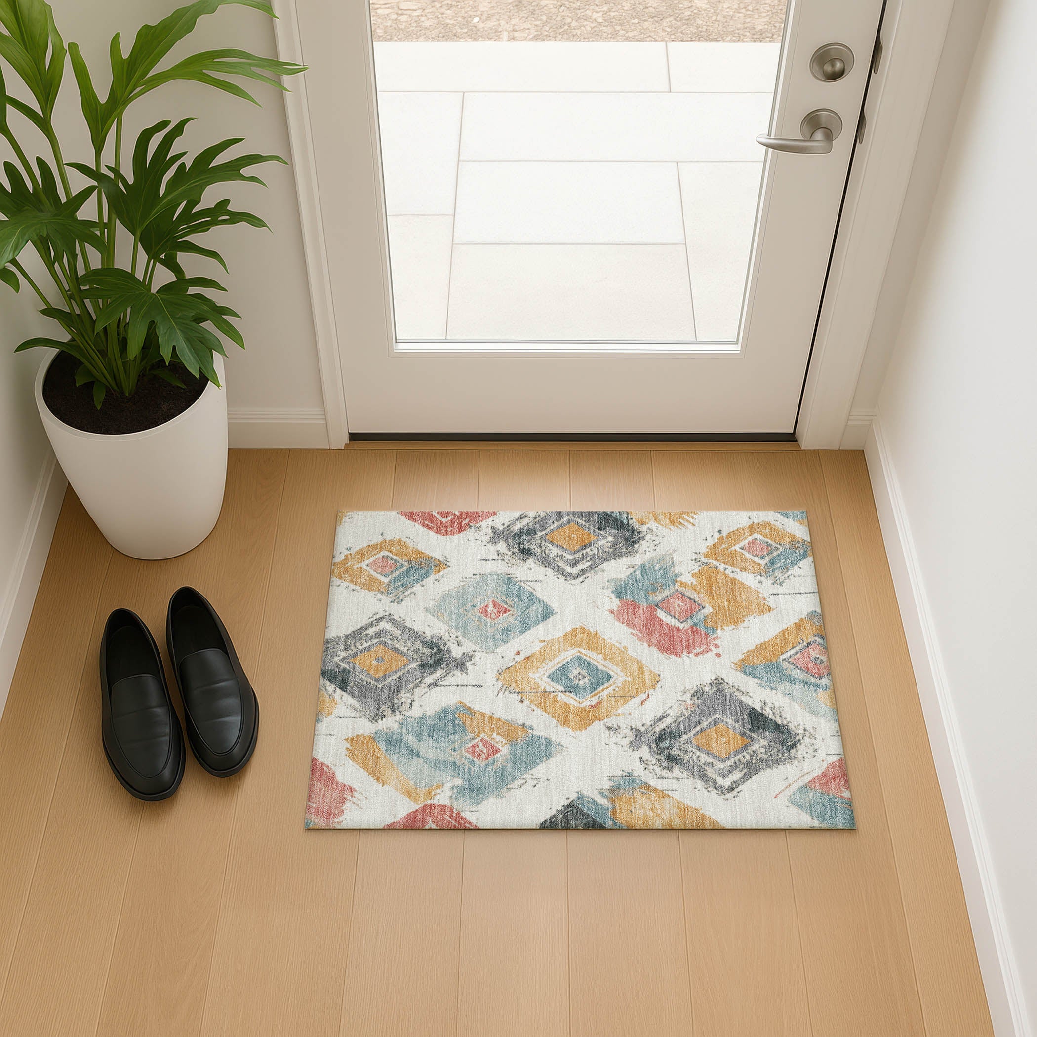 Montevideo Machine Washable Transitional Ivory Rug 1'8" x 2'6" #shape_Rectangle