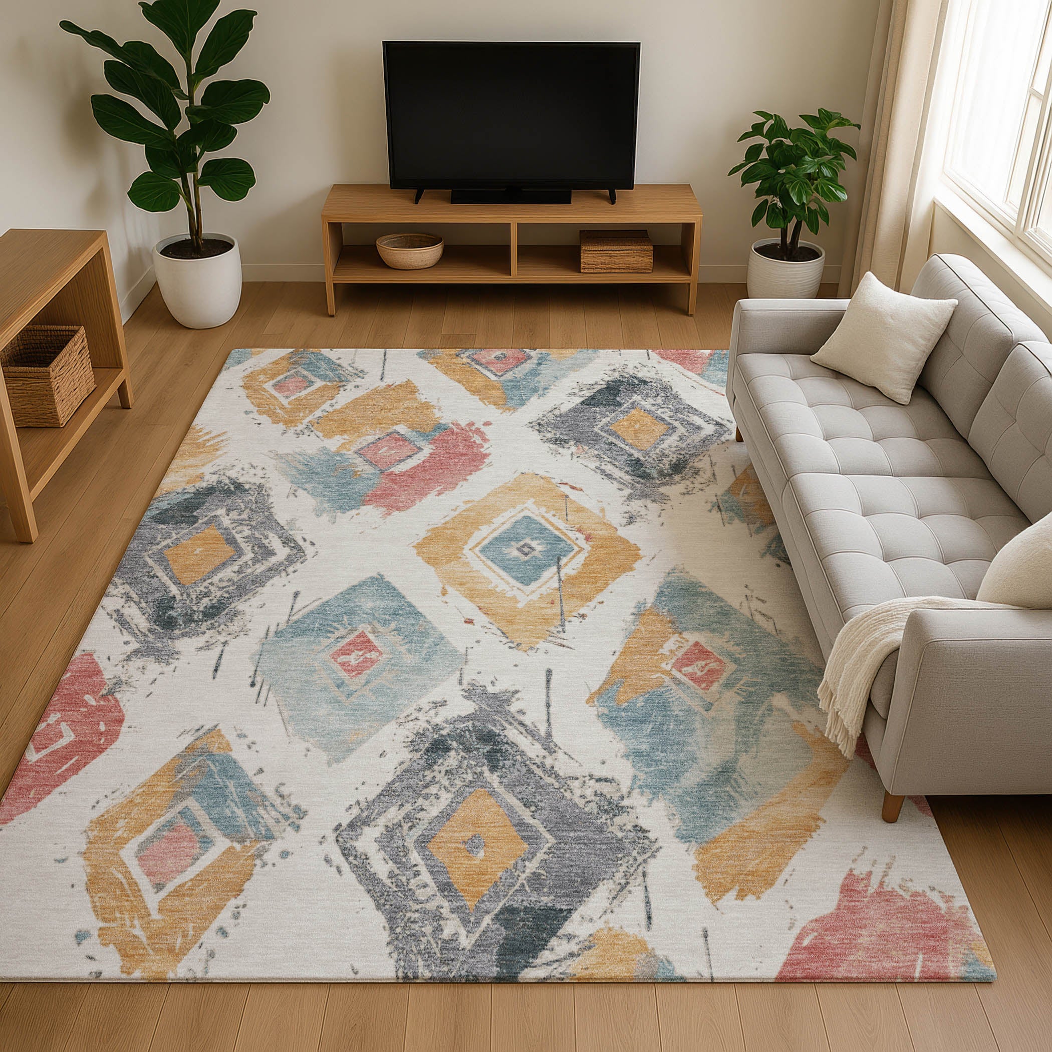 Montevideo Machine Washable Transitional Ivory Rug 2'6" x 3'10" #shape_Rectangle