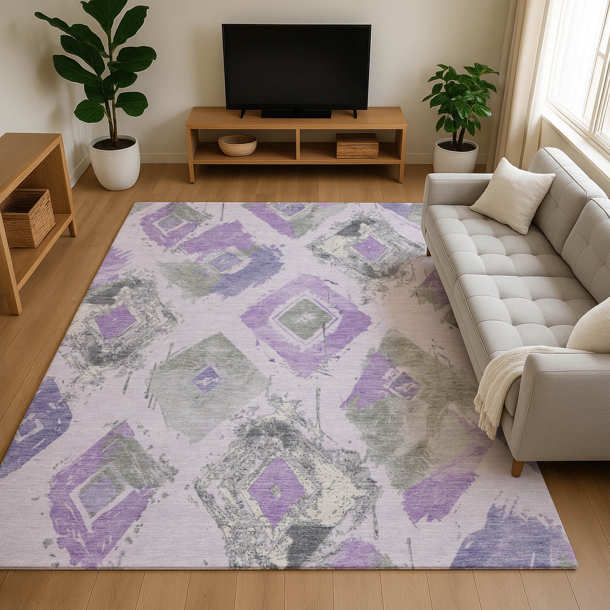 Montevideo Machine Washable Transitional Lavender Purple Rug 2'6" x 3'10" #shape_Rectangle