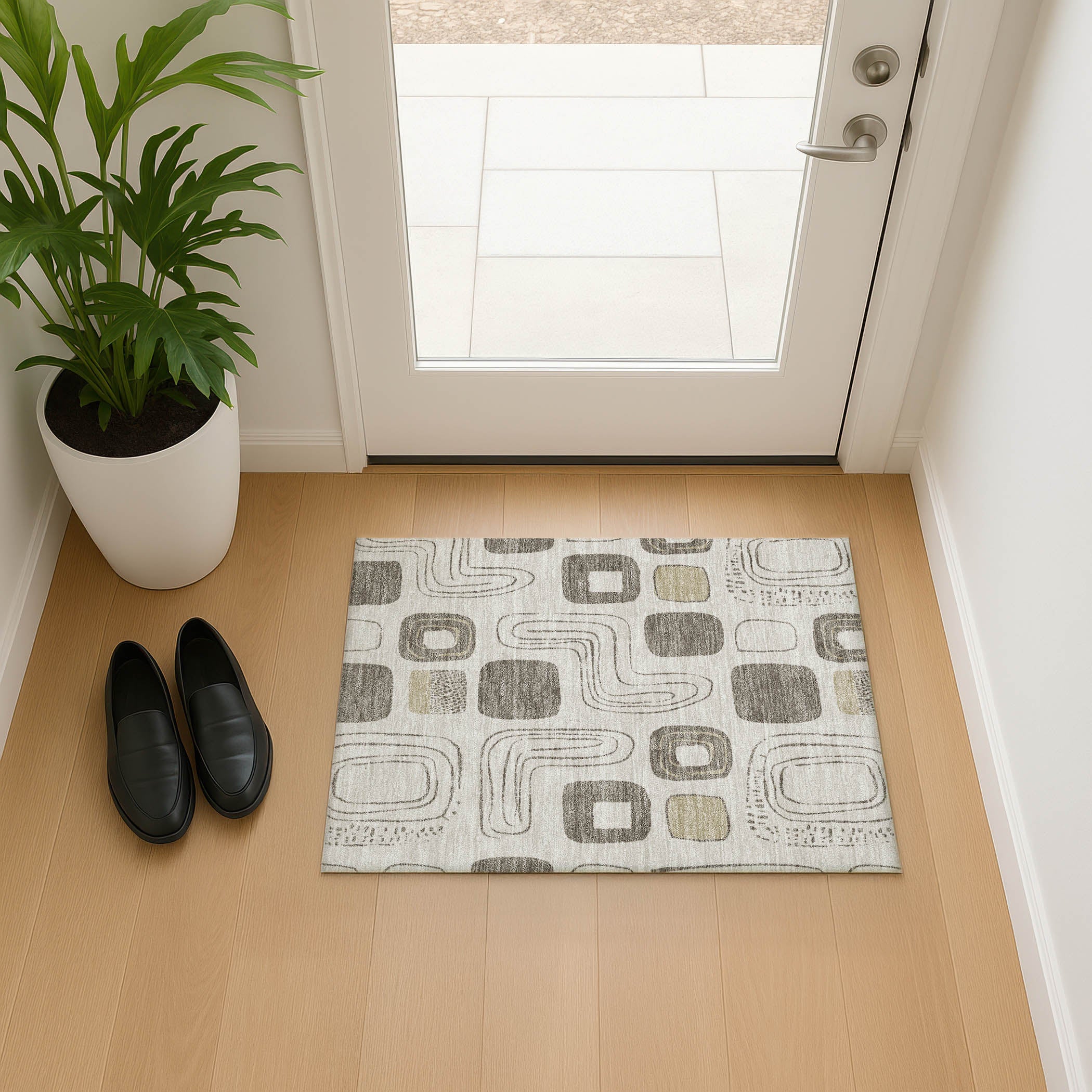 Dubrovnik Machine Washable Transitional Beige Brown Rug 1'8" x 2'6" #shape_Rectangle