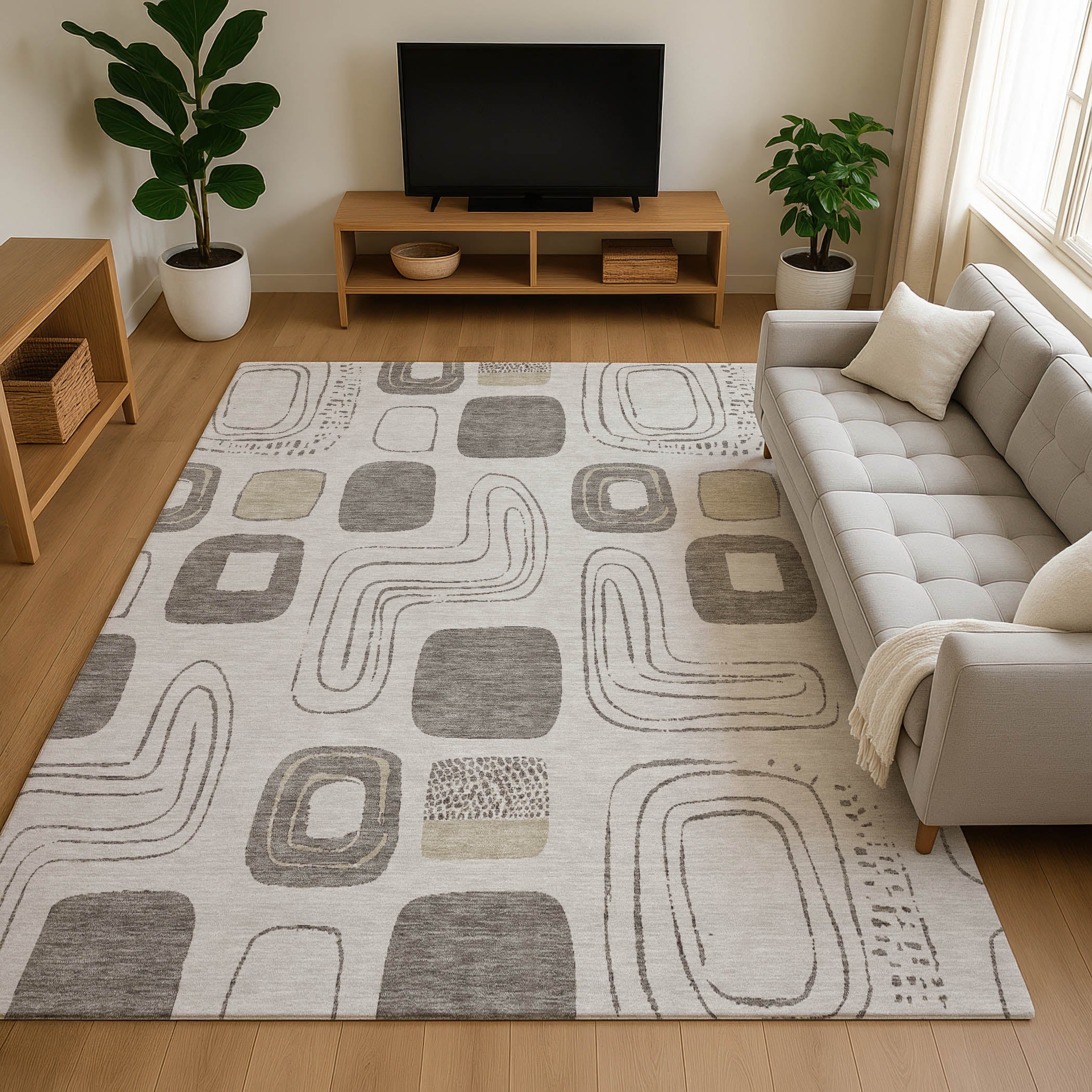 Dubrovnik Machine Washable Transitional Beige Brown Rug 2'6" x 3'10" #shape_Rectangle