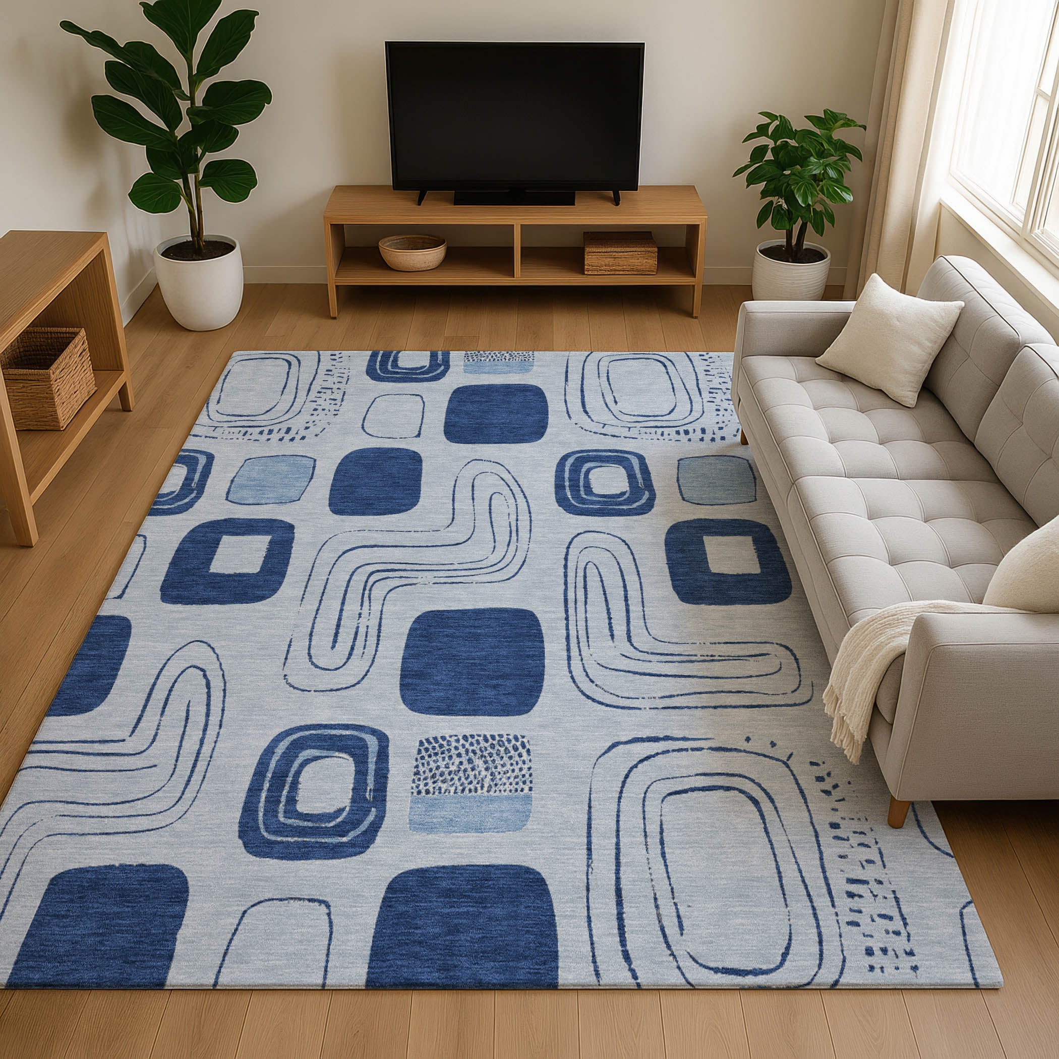 Dubrovnik Machine Washable Transitional Blue Rug 2'6" x 3'10" #shape_Rectangle