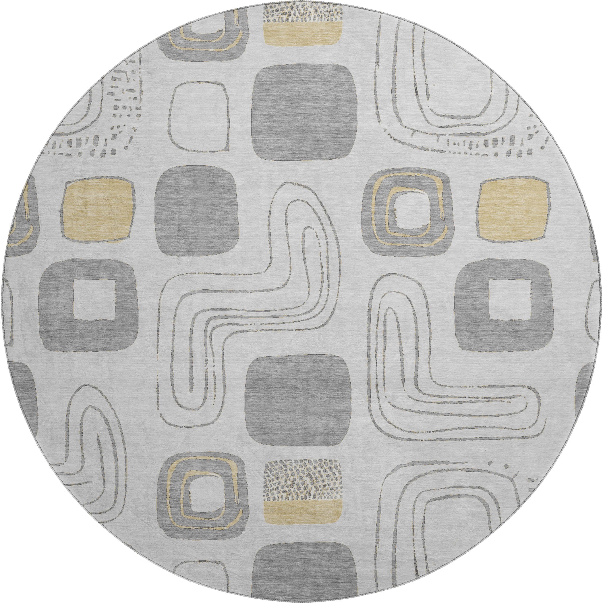 Dubrovnik Machine Washable Transitional Gray Rug 8' x 8' #shape_Round
