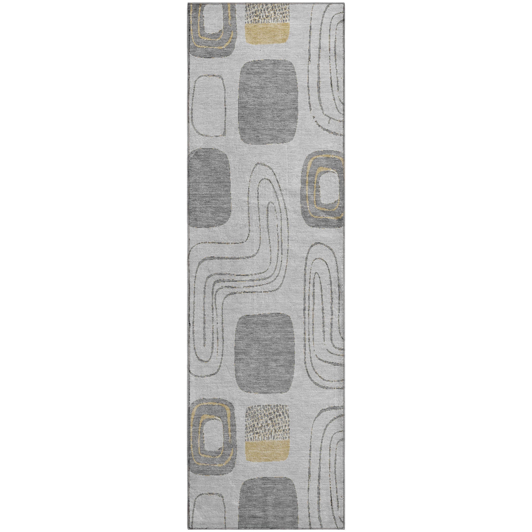Dubrovnik Machine Washable Transitional Gray Rug 2'3" x 7'6" #shape_Runner
