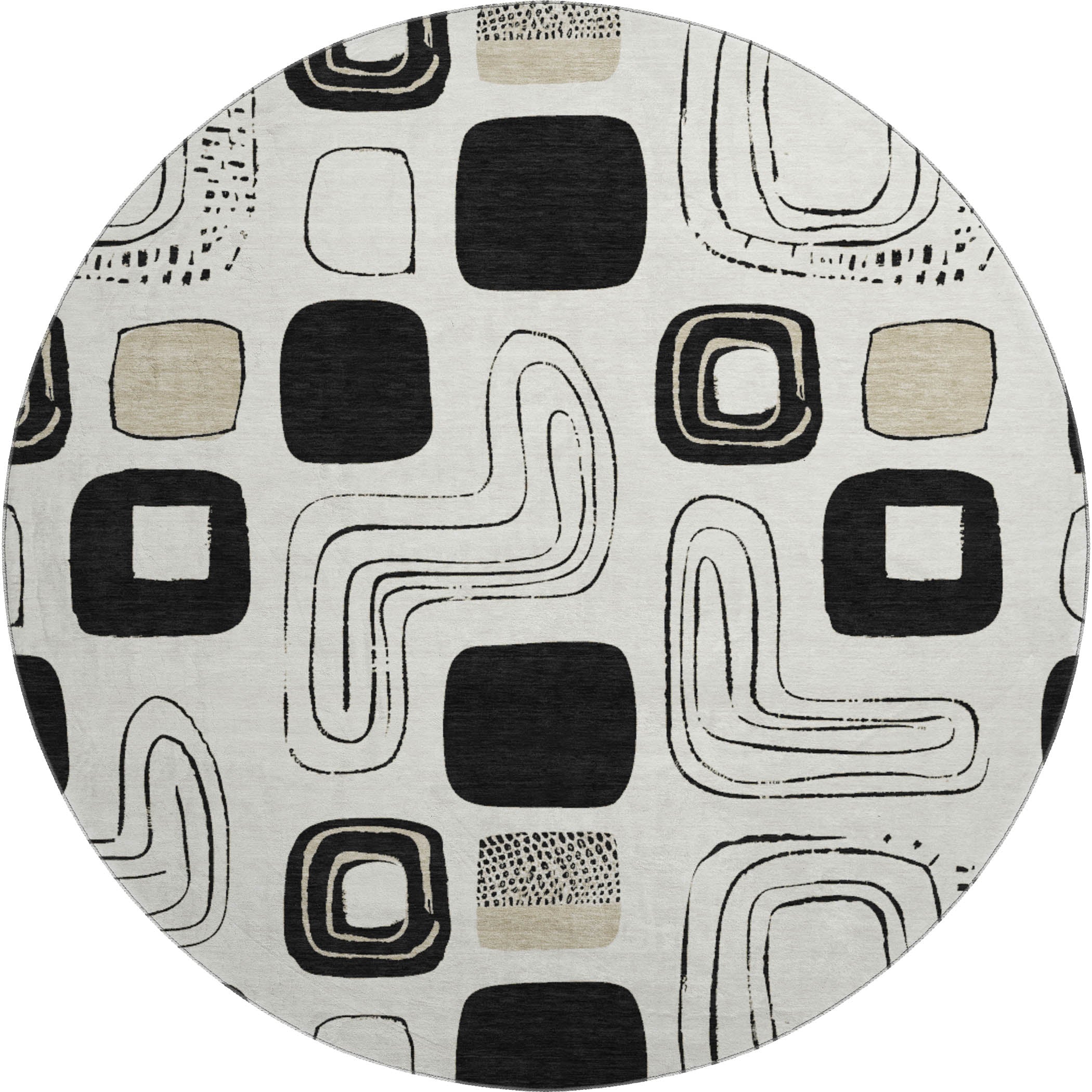 Dubrovnik Machine Washable Transitional Ivory Rug 8' x 8' #shape_Round