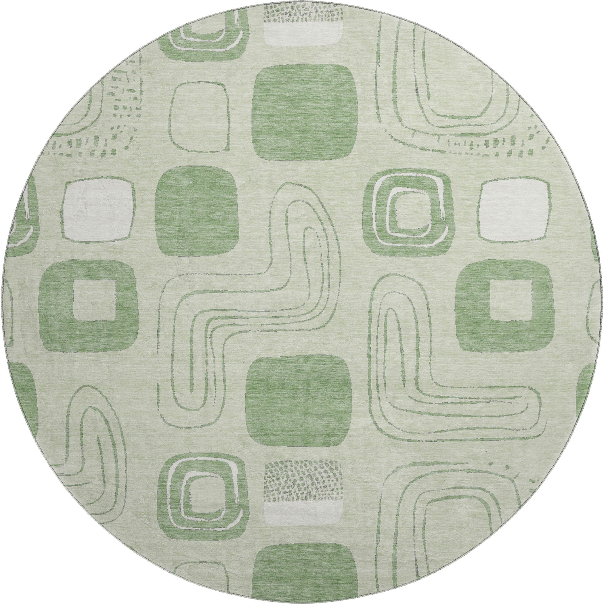 Dubrovnik Machine Washable Transitional Mint Green Rug 8' x 8' #shape_Round