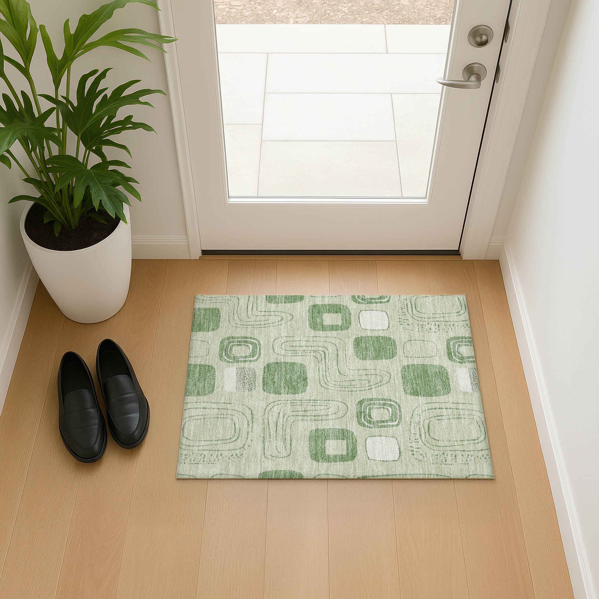 Dubrovnik Machine Washable Transitional Mint Green Rug 1'8" x 2'6" #shape_Rectangle