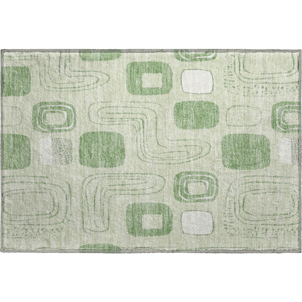 Dubrovnik Machine Washable Transitional Mint Green Rug 1'8" x 2'6"