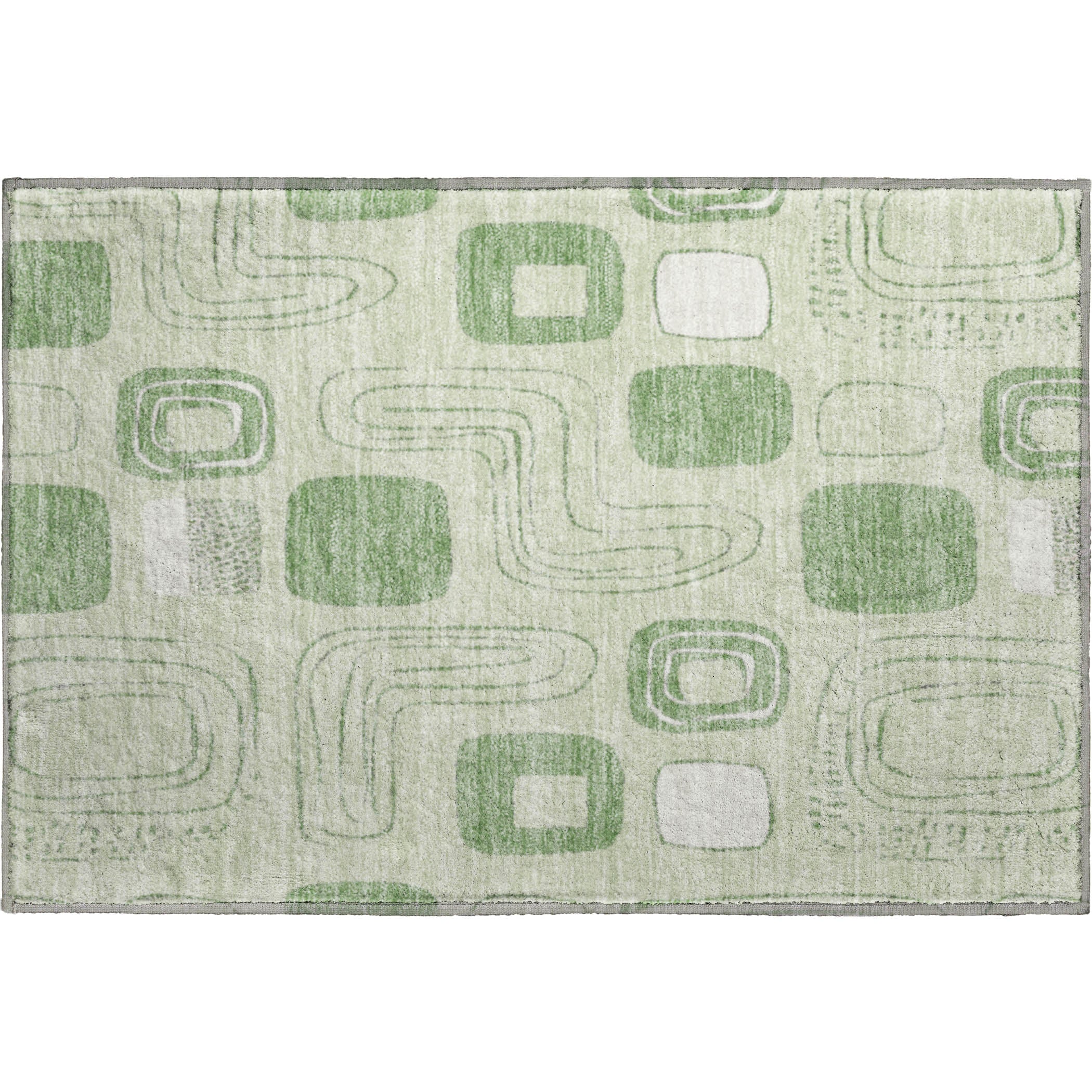 Dubrovnik Machine Washable Transitional Mint Green Rug 1'8" x 2'6" #shape_Rectangle