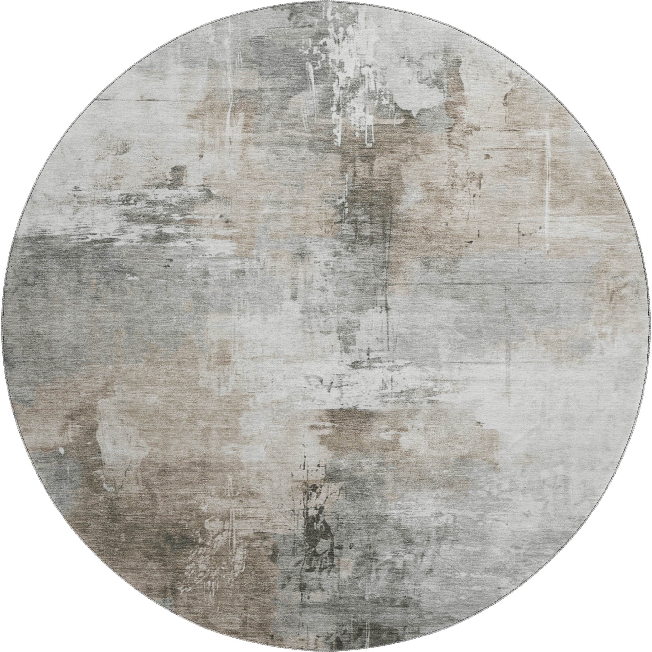 Baku Machine Washable Transitional Ivory Rug 8' x 8' #shape_Round