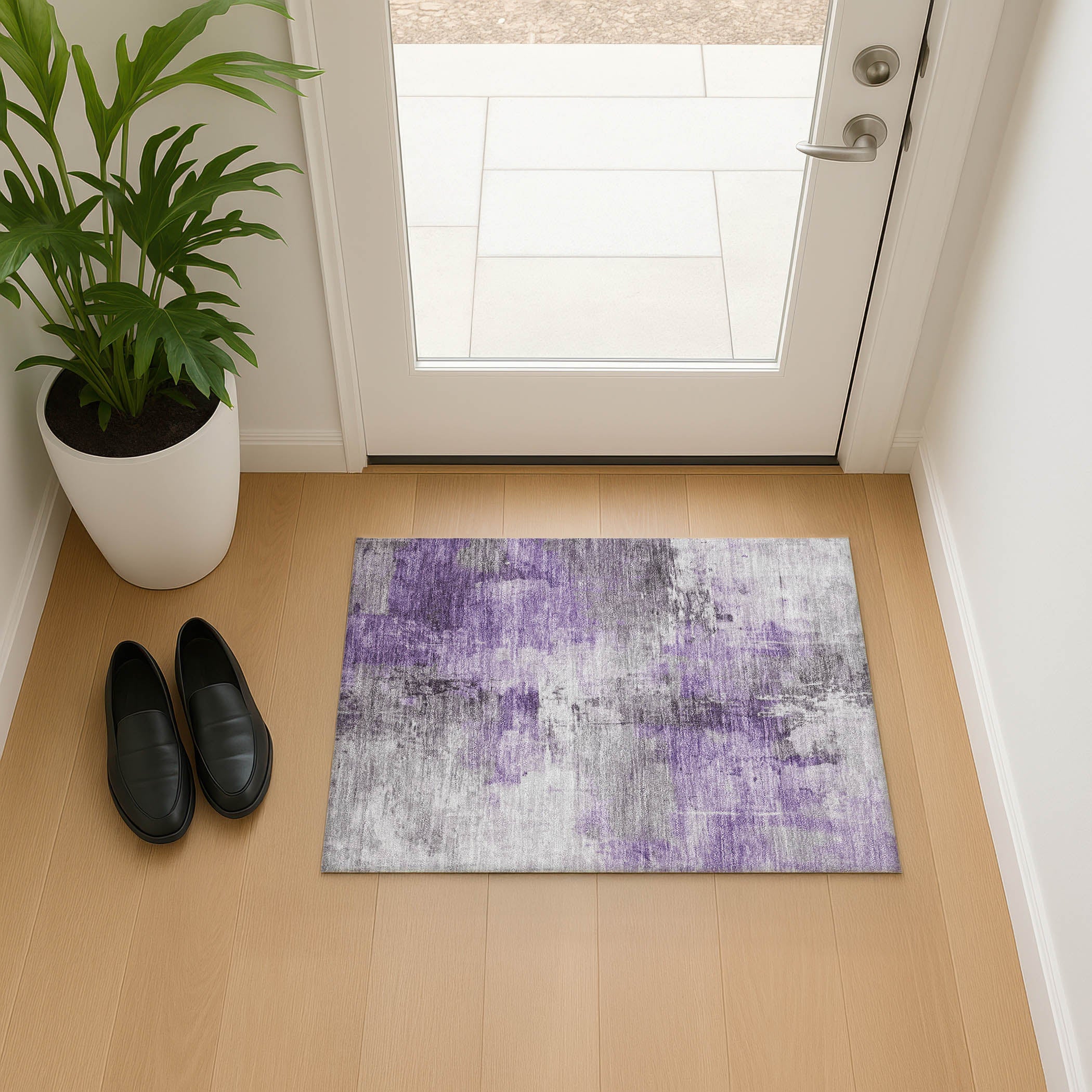Baku Machine Washable Transitional Purple Rug 1'8" x 2'6" #shape_Rectangle