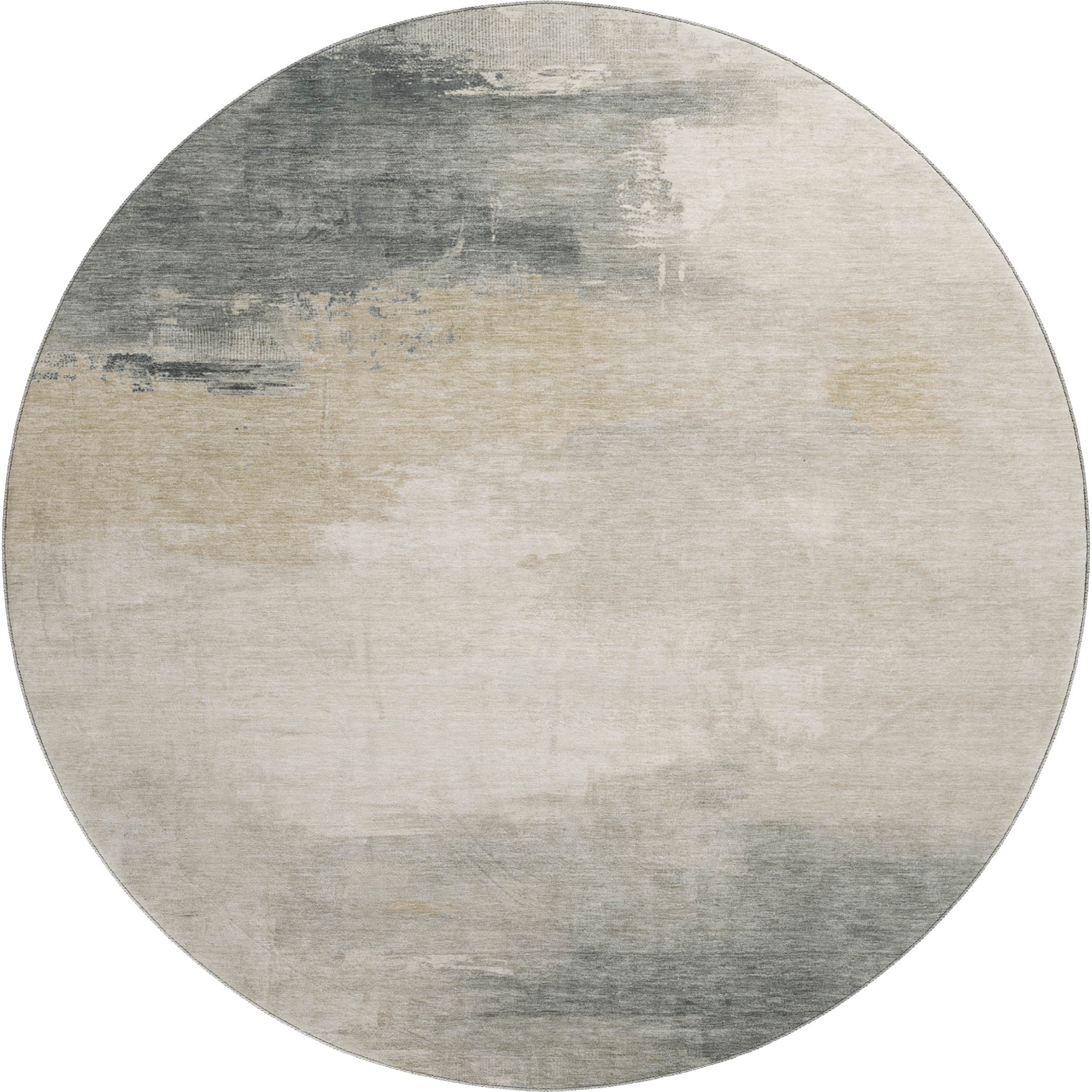 Oslo Machine Washable Transitional Beige Brown Rug 8' x 8' #shape_Round