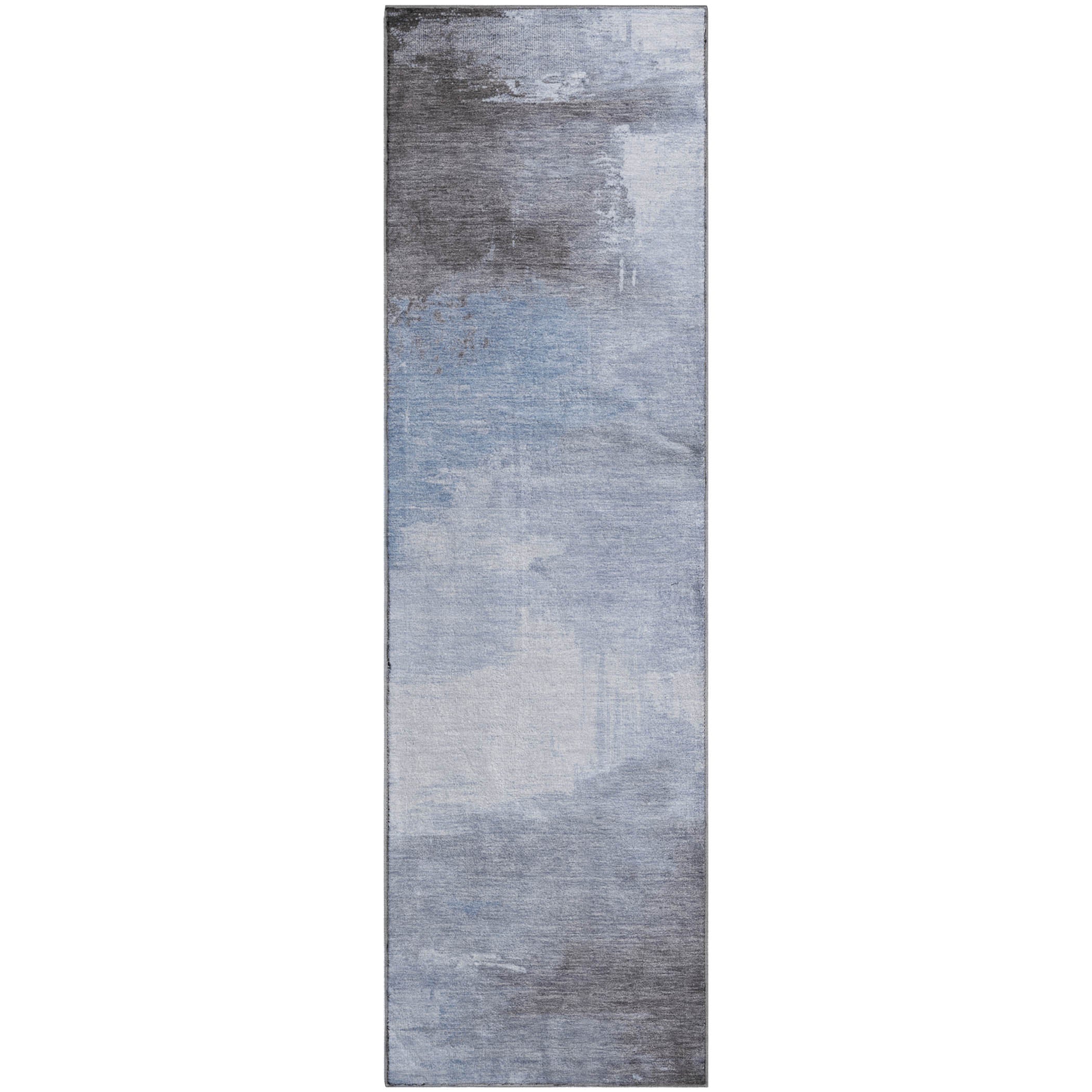 Oslo Machine Washable Transitional Sky Blue Rug 2'3" x 7'6" #shape_Runner