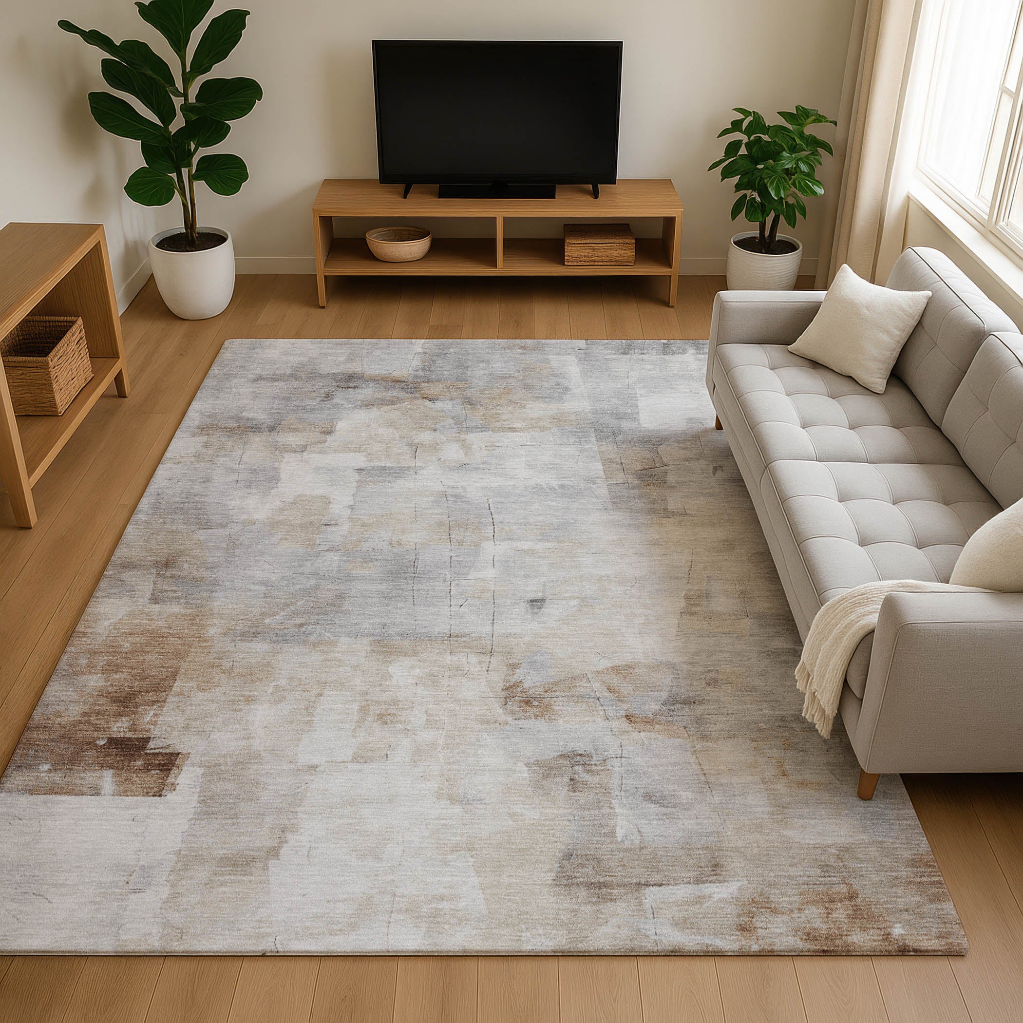 Antigua Machine Washable Transitional Linen Ivory Rug 2'6" x 3'10" #shape_Rectangle