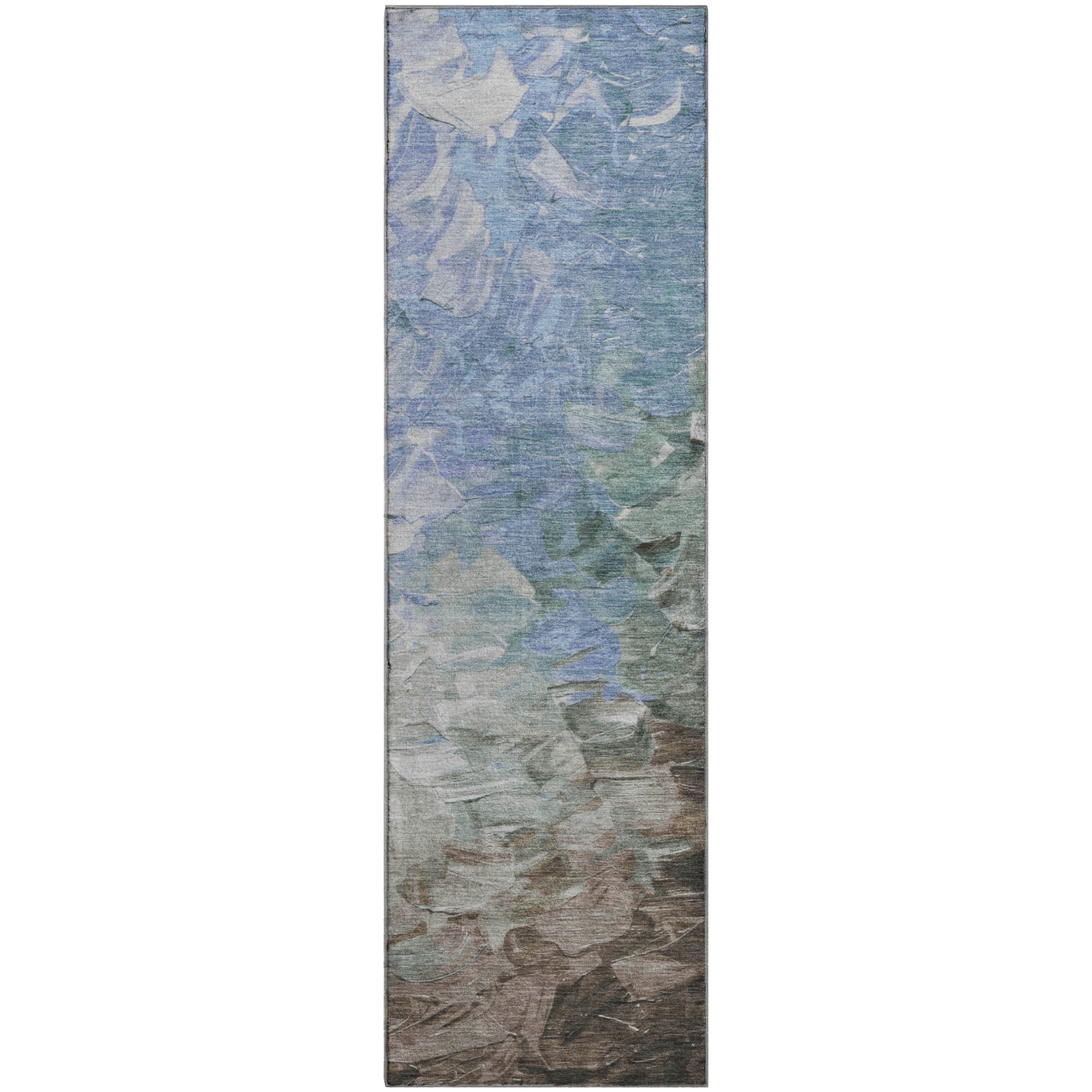 Lima Machine Washable Transitional Denim Blue Rug 2'3" x 7'6" #shape_Runner