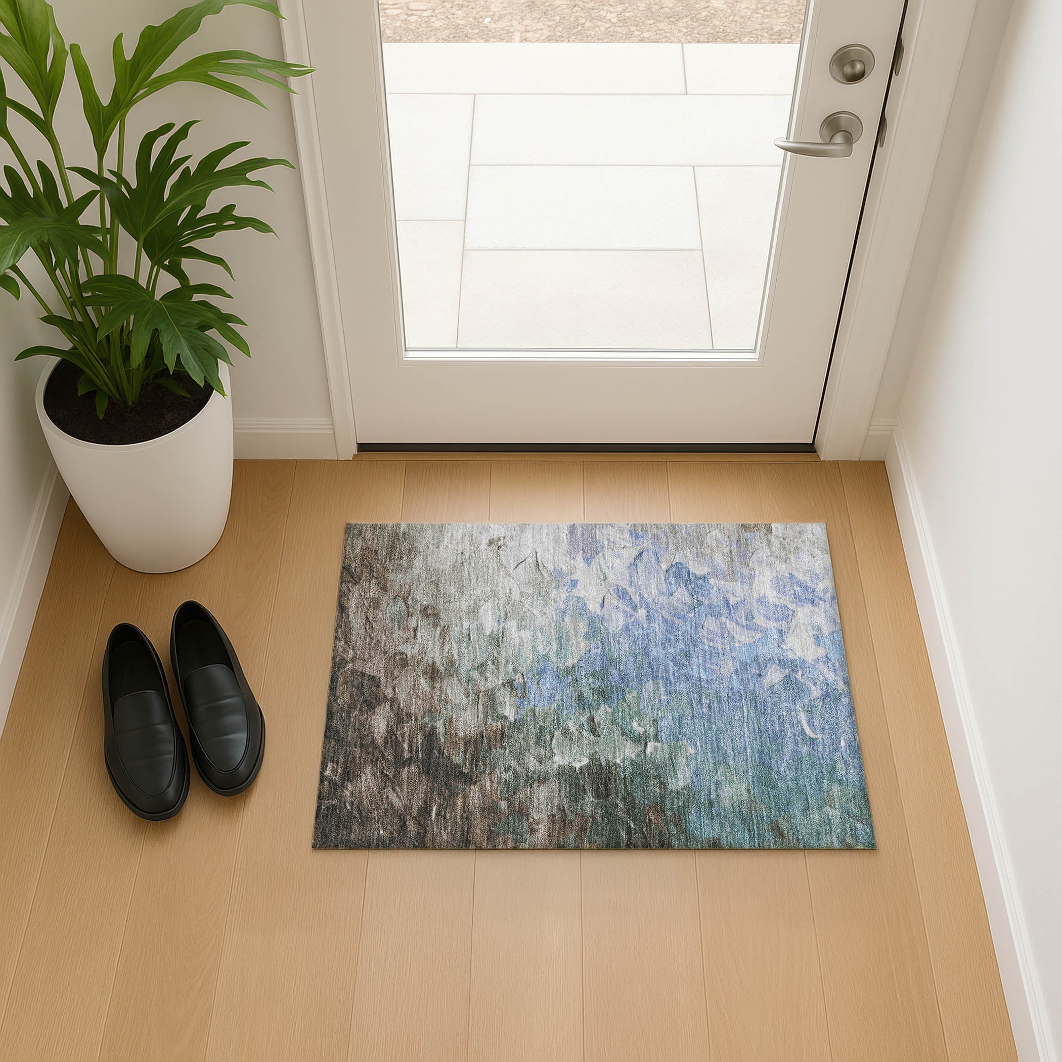 Lima Machine Washable Transitional Denim Blue Rug 1'8" x 2'6" #shape_Rectangle
