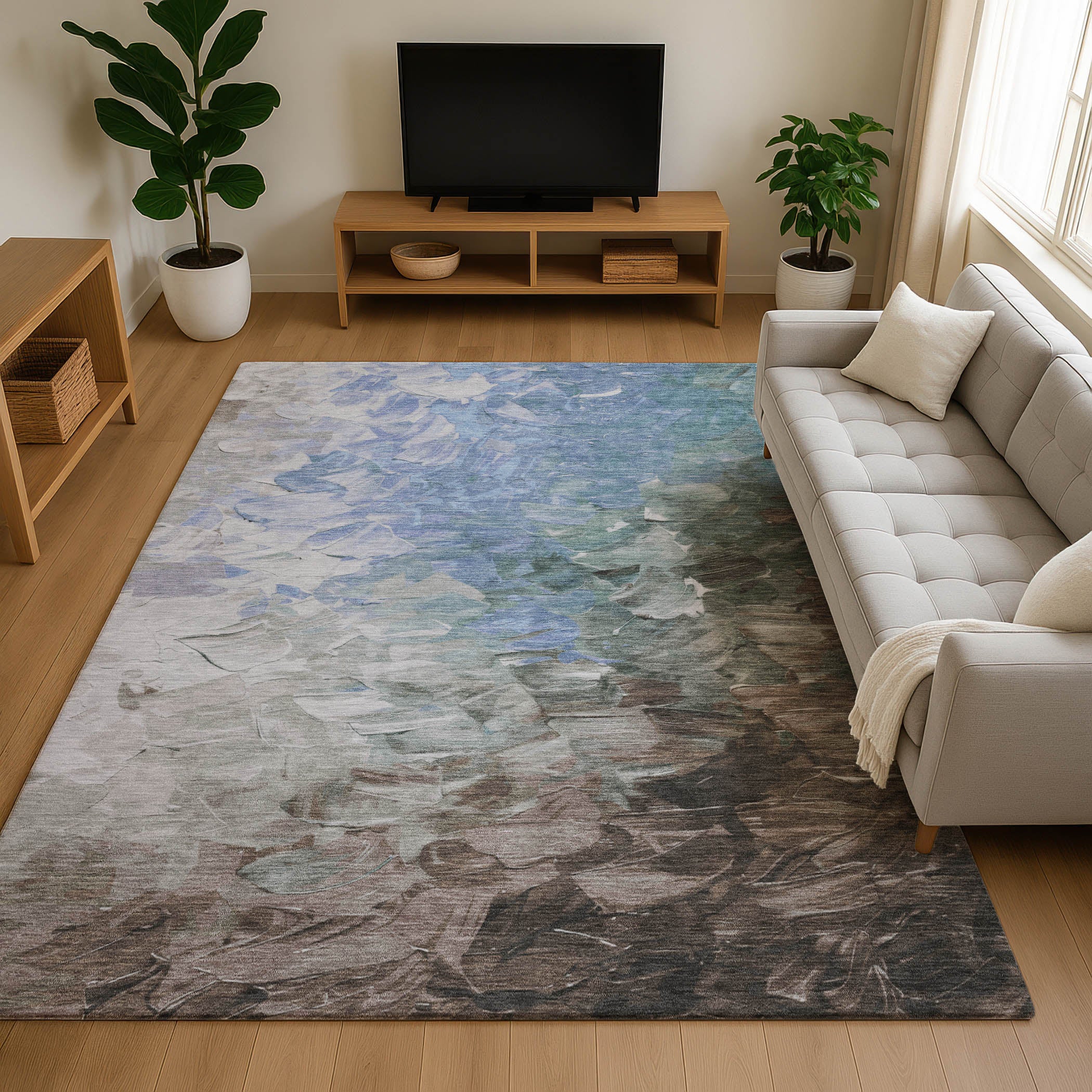 Lima Machine Washable Transitional Denim Blue Rug 2'6" x 3'10" #shape_Rectangle