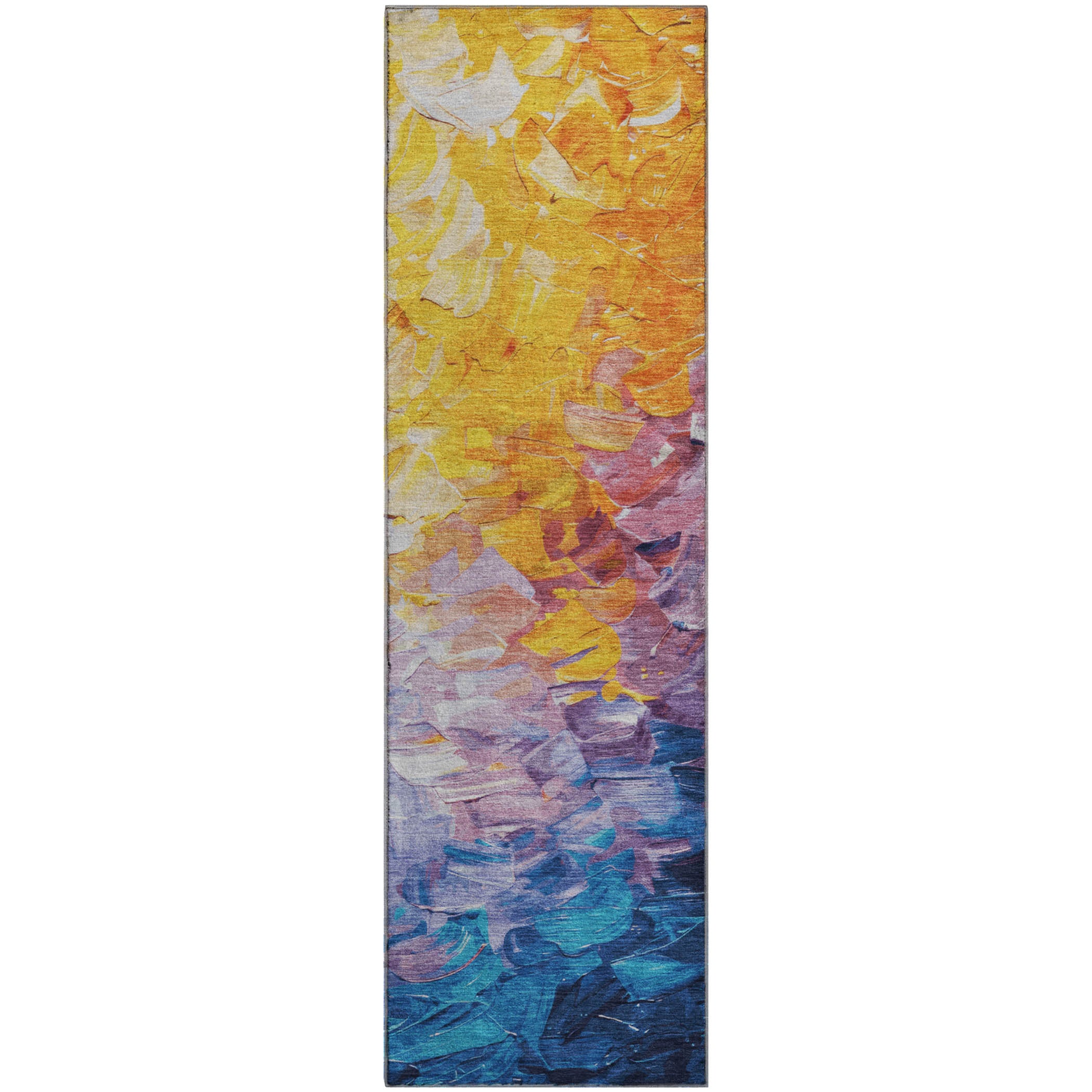 Lima Machine Washable Transitional Gold Rug 2'3" x 7'6" #shape_Runner