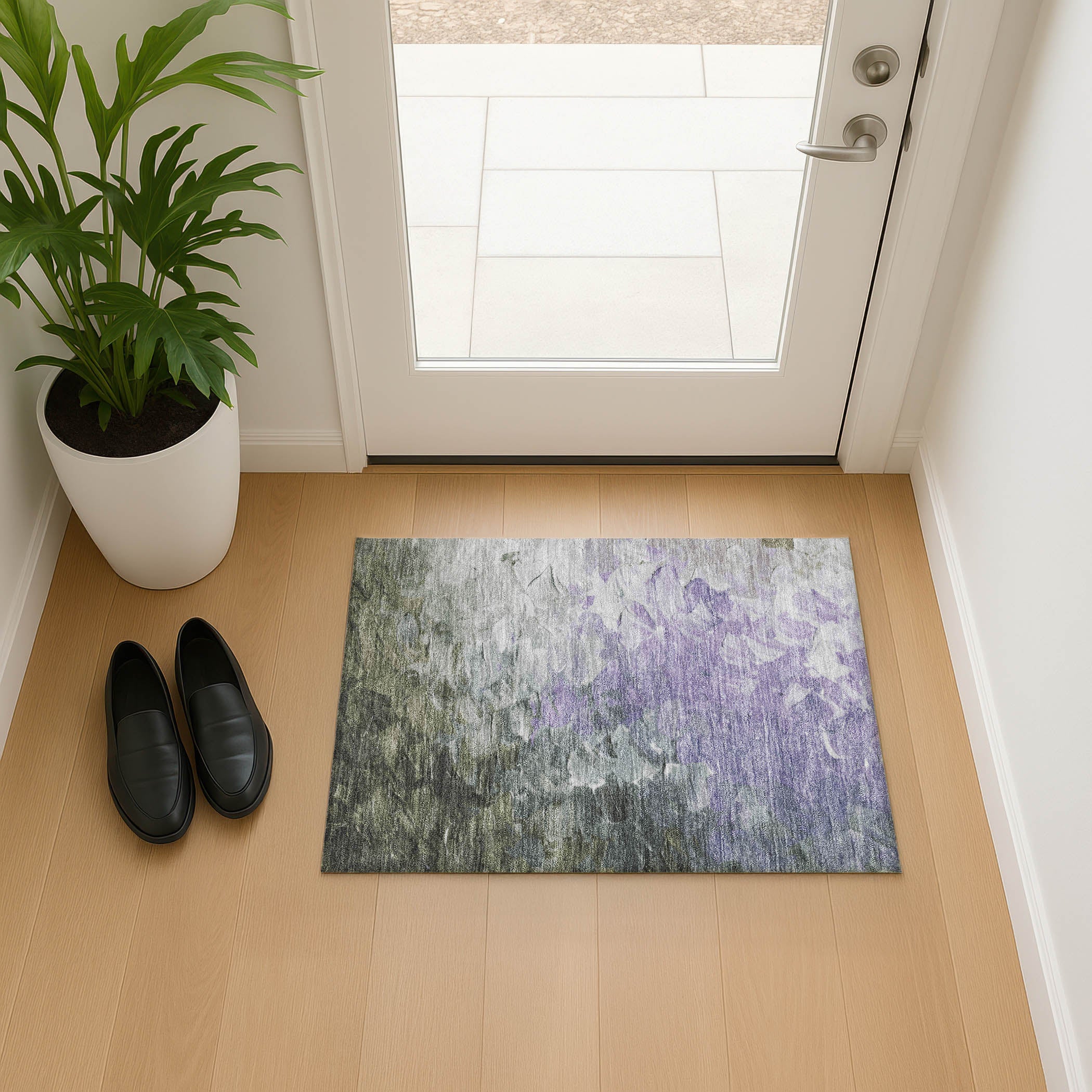 Lima Machine Washable Transitional Lavender Purple Rug 1'8" x 2'6" #shape_Rectangle