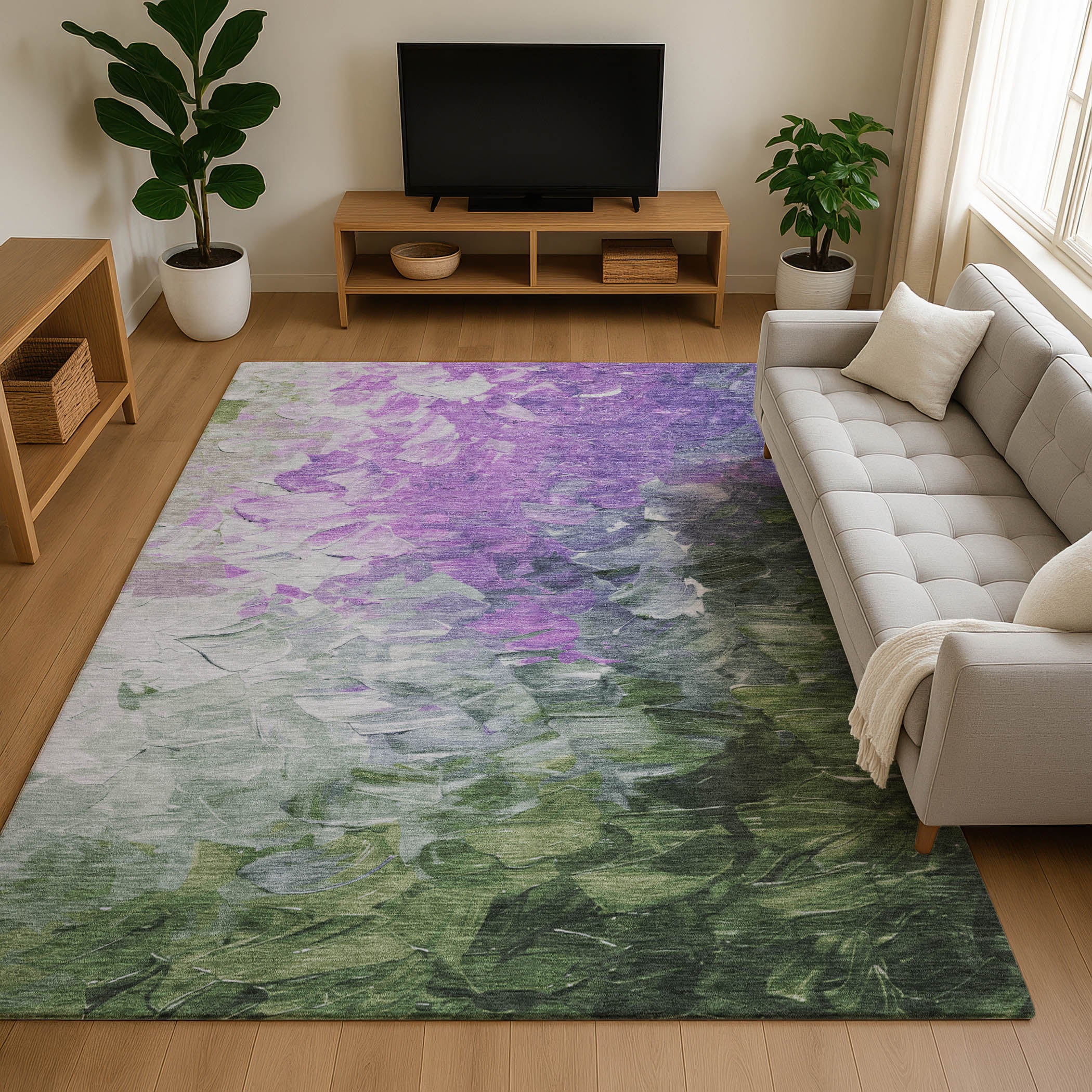 Lima Machine Washable Transitional Purple Rug 2'6" x 3'10" #shape_Rectangle