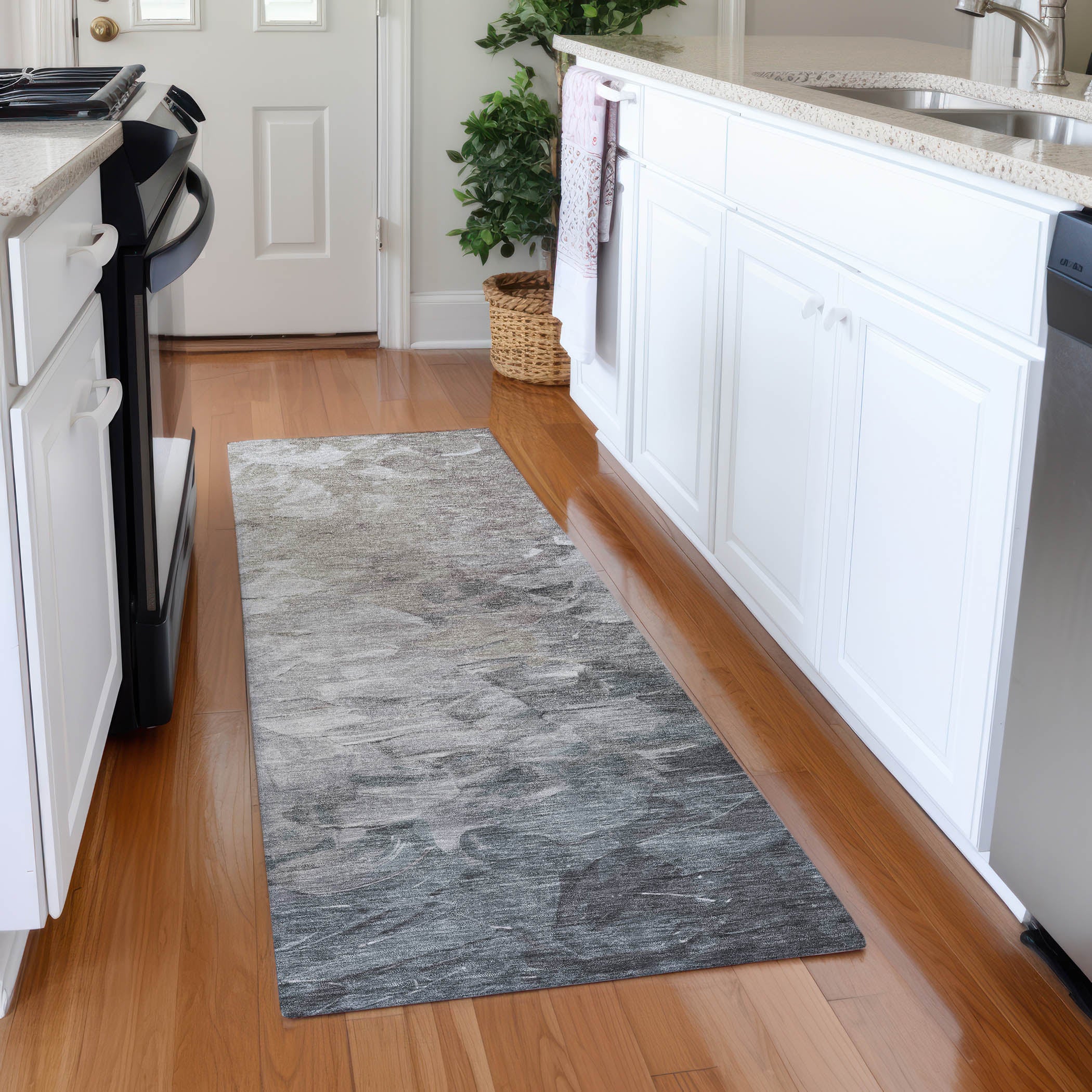 Lima Machine Washable Transitional Taupe Brown Rug 2'3" x 7'6" #shape_Runner