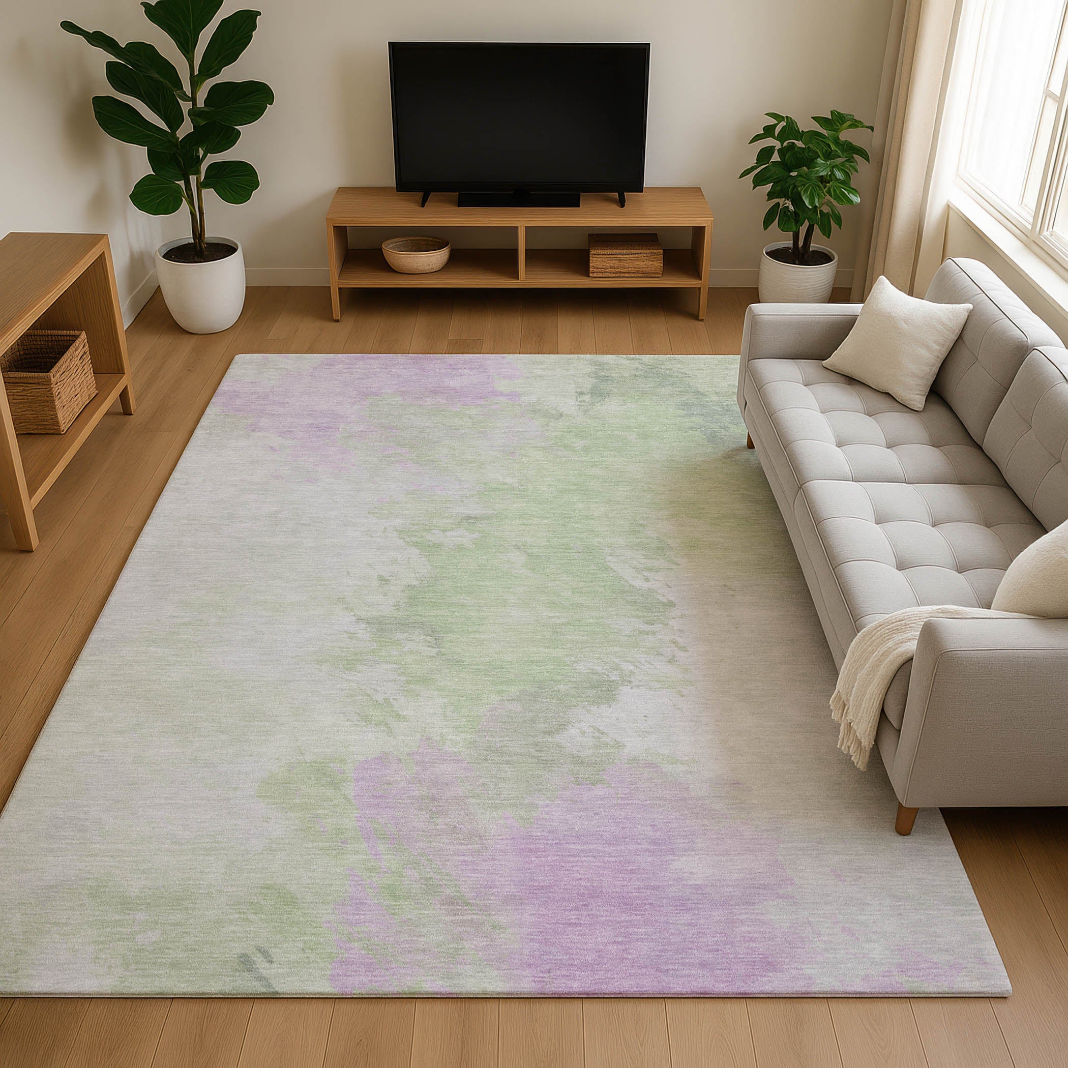 Athens Machine Washable Transitional Aloe Green Rug 2'6" x 3'10" #shape_Rectangle