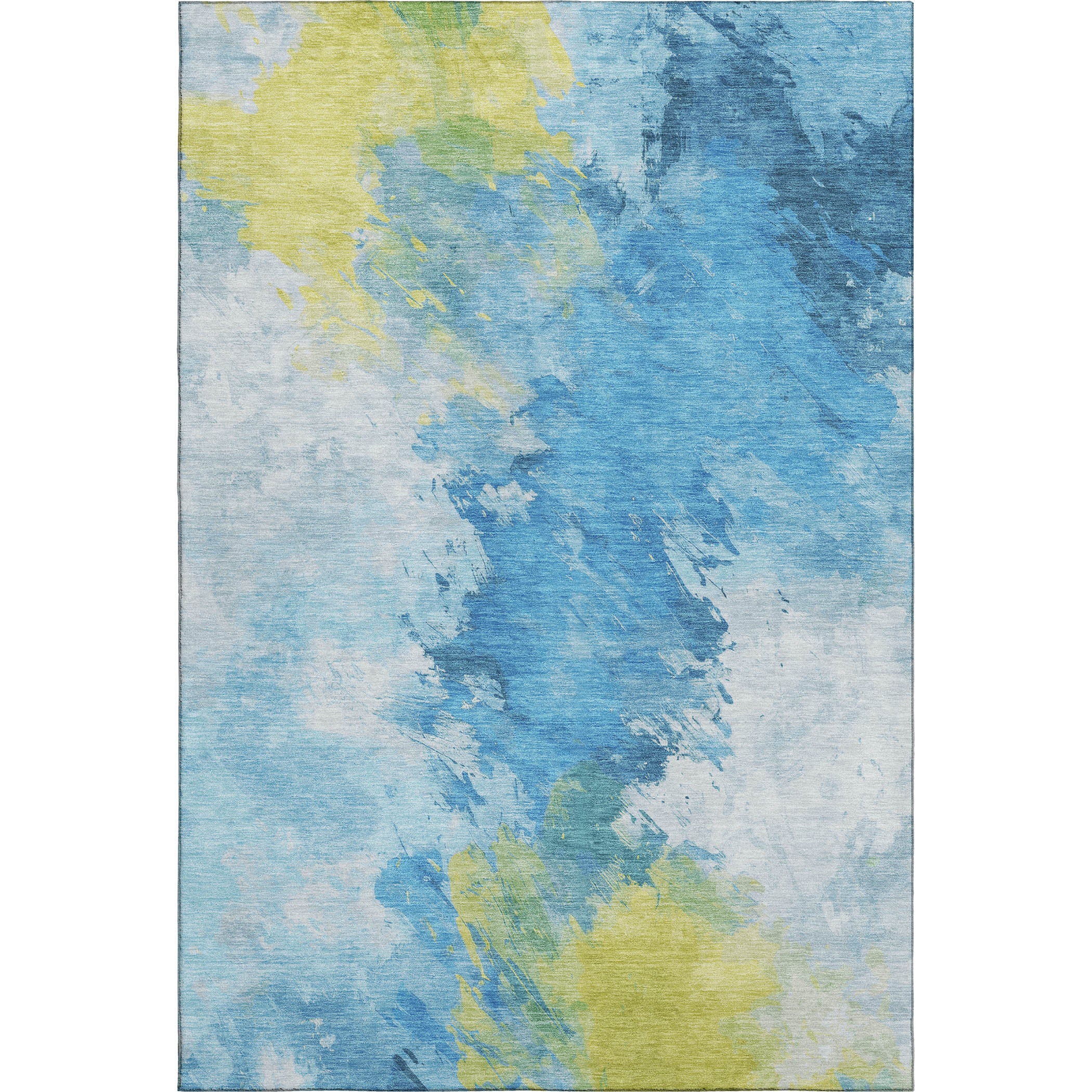 Athens Machine Washable Transitional Blue Rug 2'6" x 3'10" #shape_Rectangle