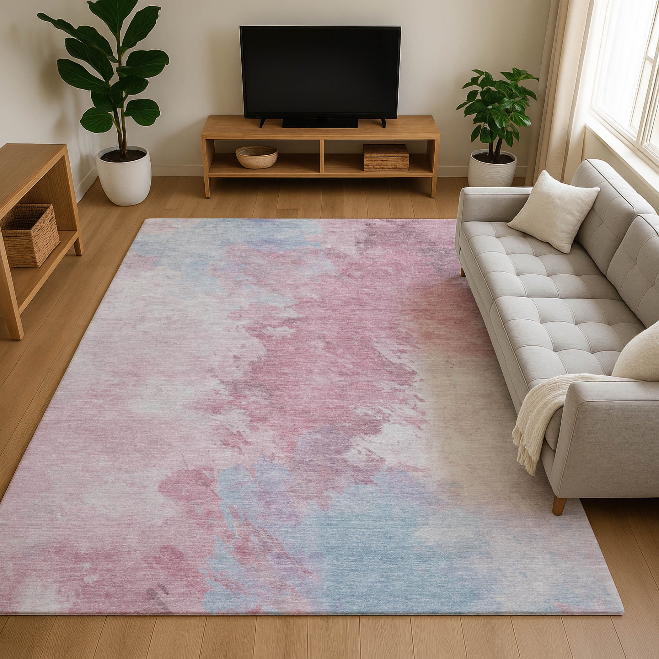 Athens Machine Washable Transitional Blush Pink Rug 2'6" x 3'10" #shape_Rectangle