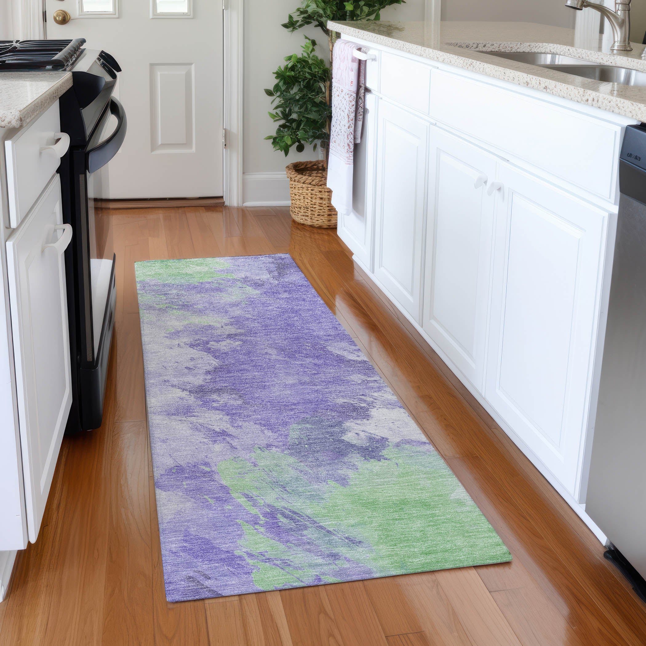 Athens Machine Washable Transitional Lavender Purple Rug 2'3" x 7'6" #shape_Runner