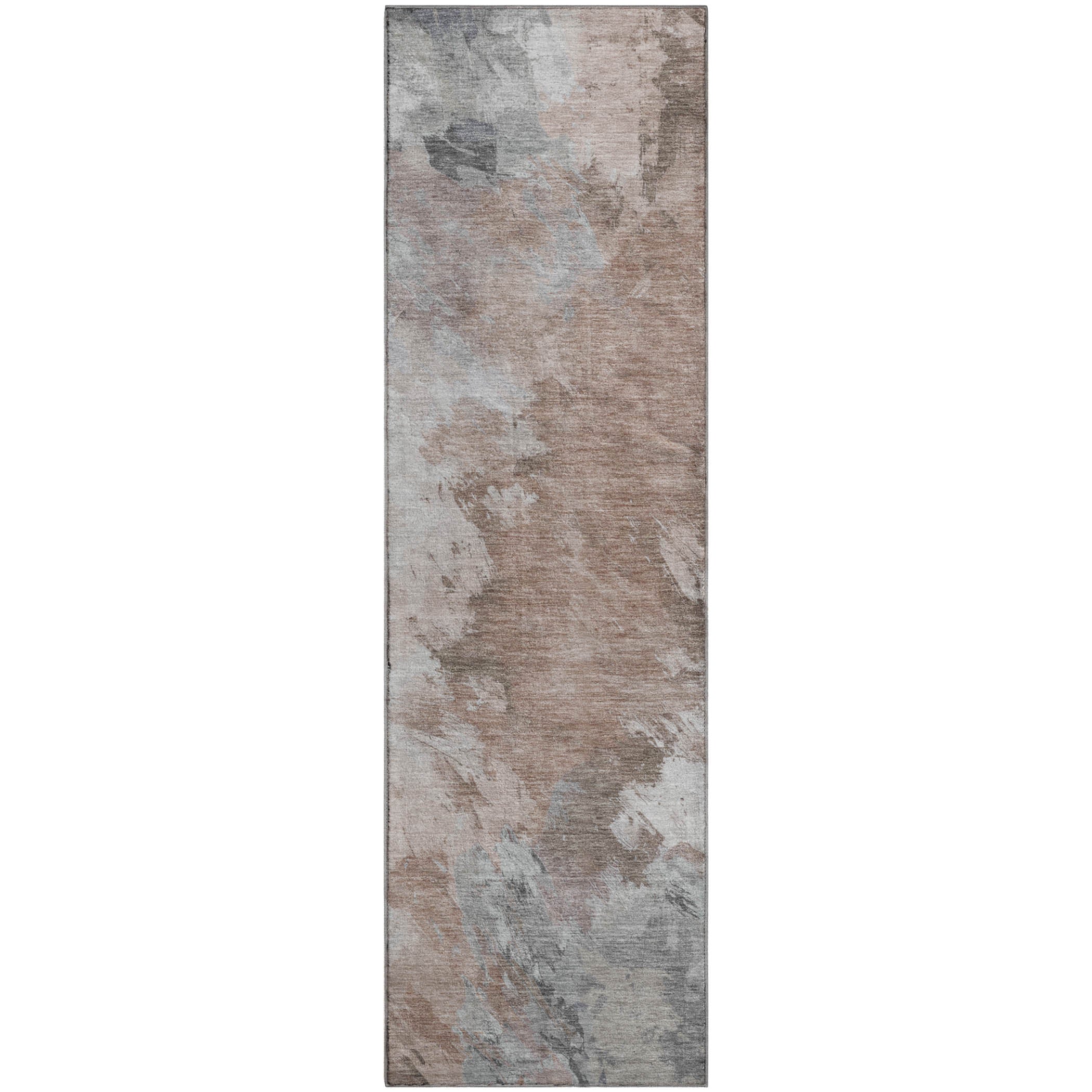 Athens Machine Washable Transitional Mocha Brown Rug 2'3" x 7'6" #shape_Runner
