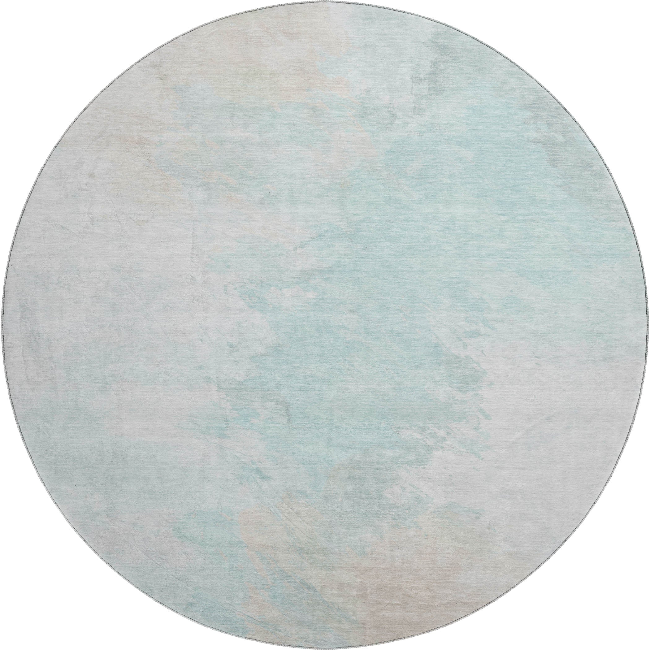 Athens Machine Washable Transitional Seafoam Blue Rug 8' x 8' #shape_Round