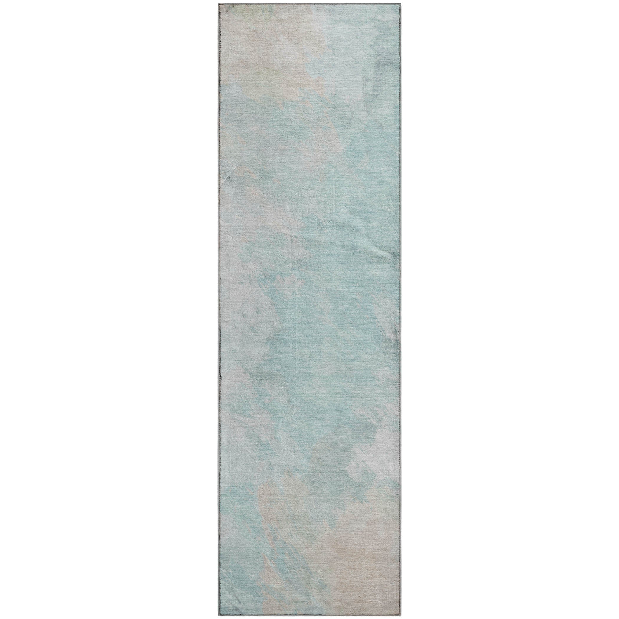 Athens Machine Washable Transitional Seafoam Blue Rug 2'3" x 7'6" #shape_Runner