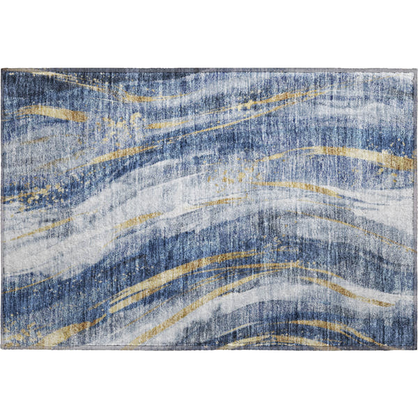 Colombo Machine Washable Transitional Blue Rug 1'8" x 2'6"