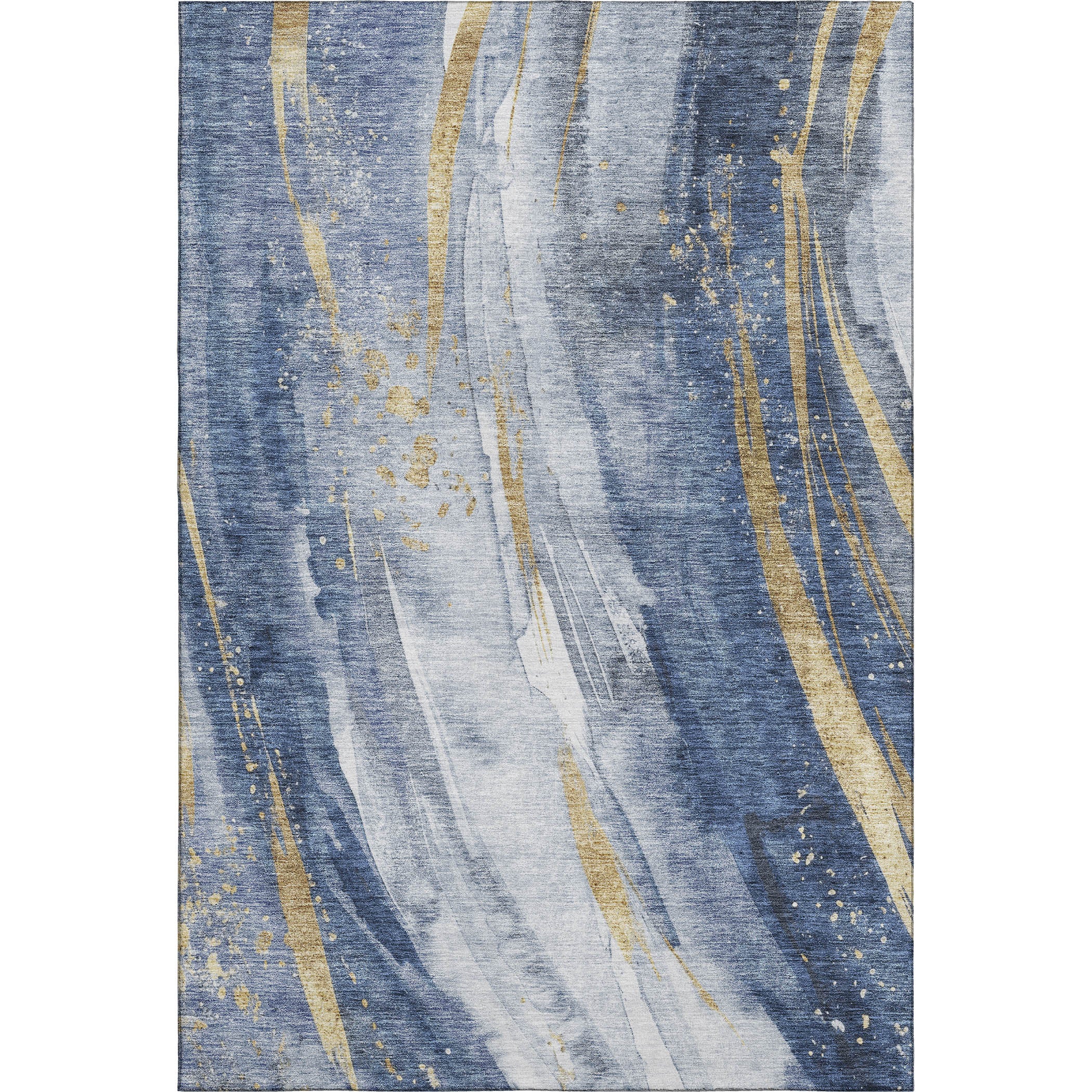 Colombo Machine Washable Transitional Blue Rug 2'6" x 3'10" #shape_Rectangle