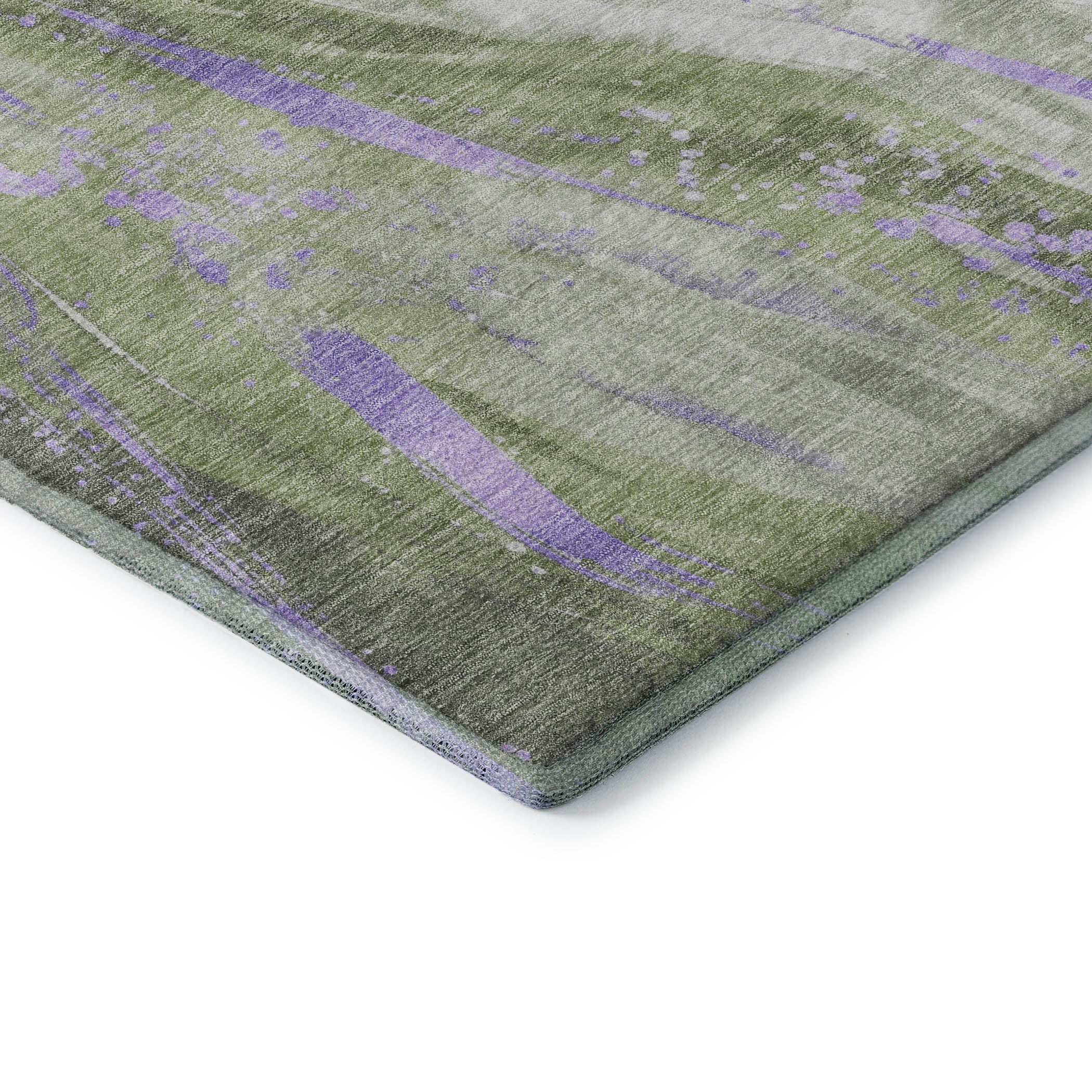 Colombo Machine Washable Transitional Olive Green Rug 1'8" x 2'6" #shape_Rectangle