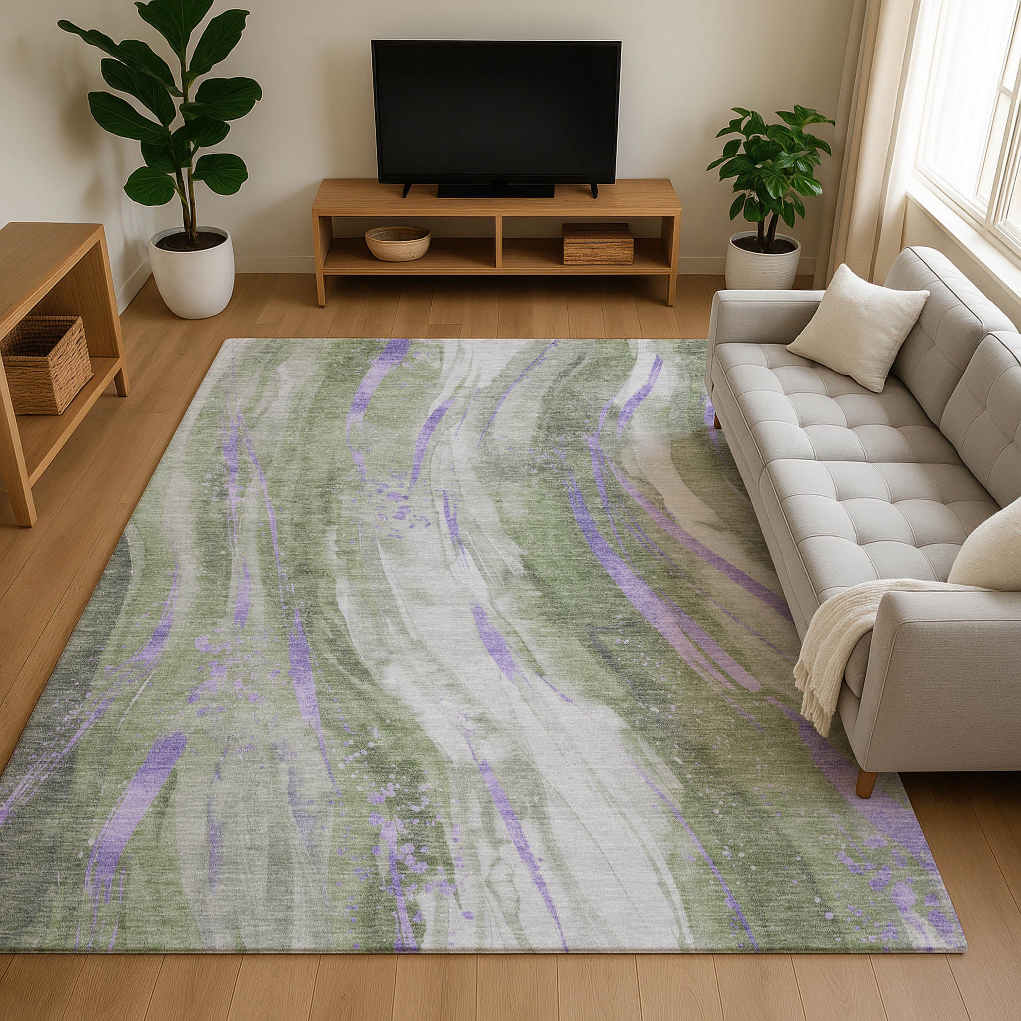 Colombo Machine Washable Transitional Olive Green Rug 2'6" x 3'10" #shape_Rectangle