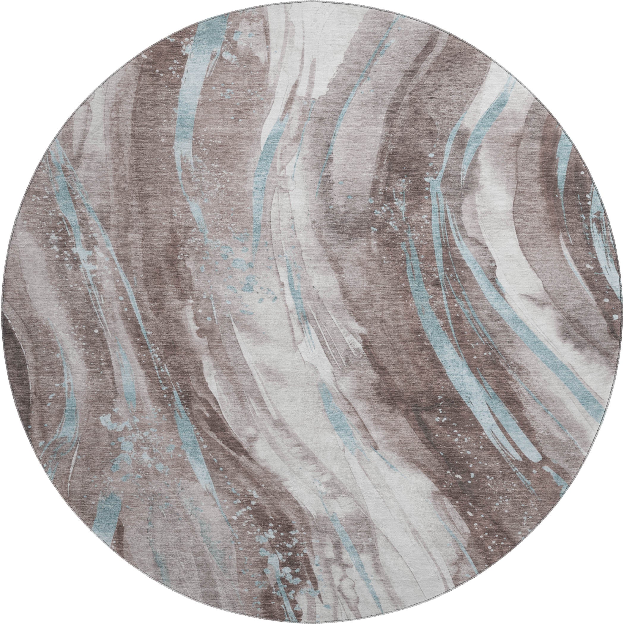 Colombo Machine Washable Transitional Taupe Brown Rug 8' x 8' #shape_Round