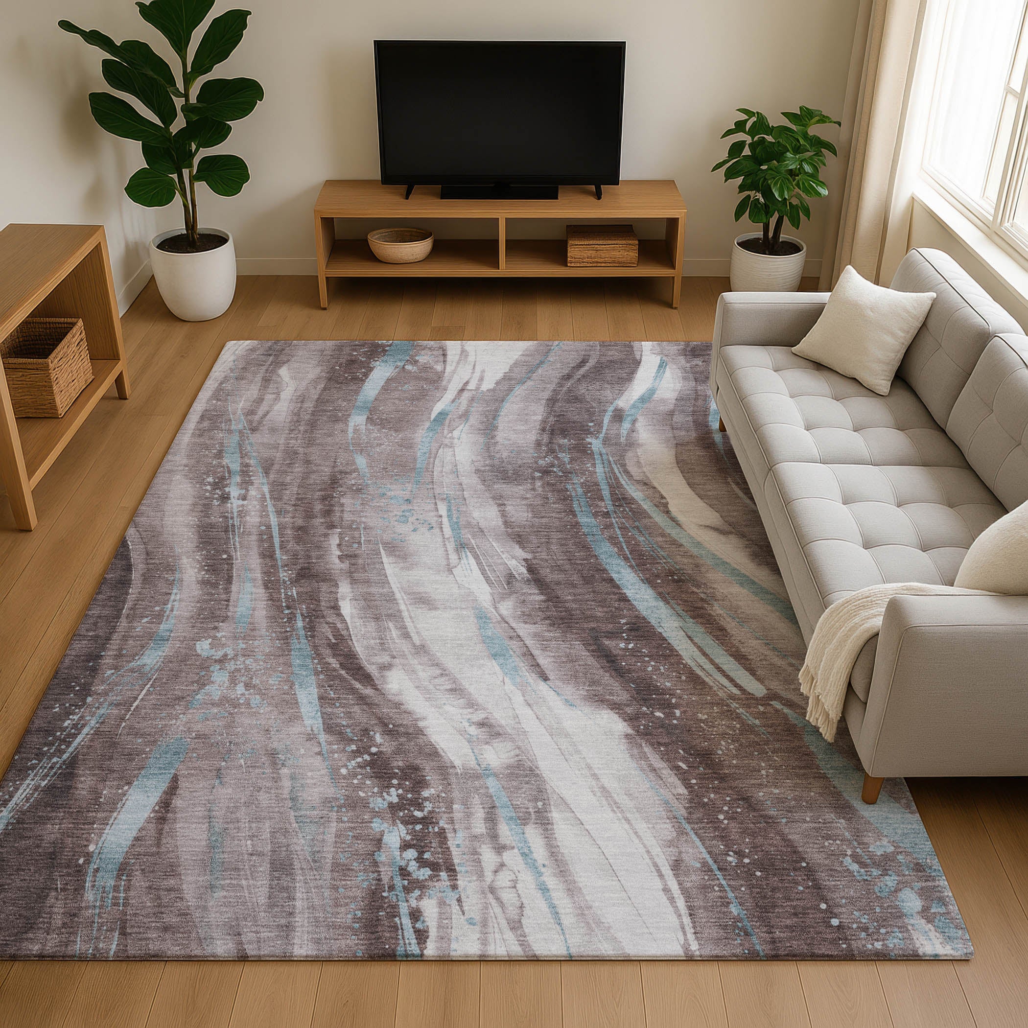 Colombo Machine Washable Transitional Taupe Brown Rug 2'6" x 3'10" #shape_Rectangle