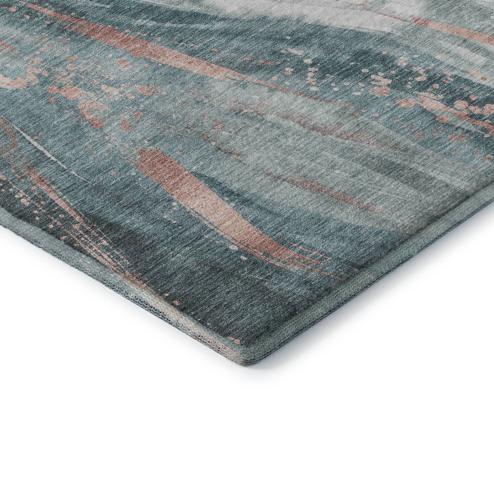 Colombo Machine Washable Transitional Teal Rug 1'8" x 2'6" #shape_Rectangle