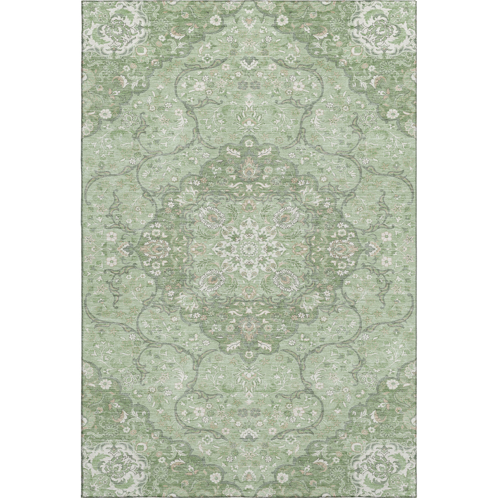 Cairo Machine Washable Traditional Aloe Green Rug 2'6" x 3'10" #shape_Rectangle