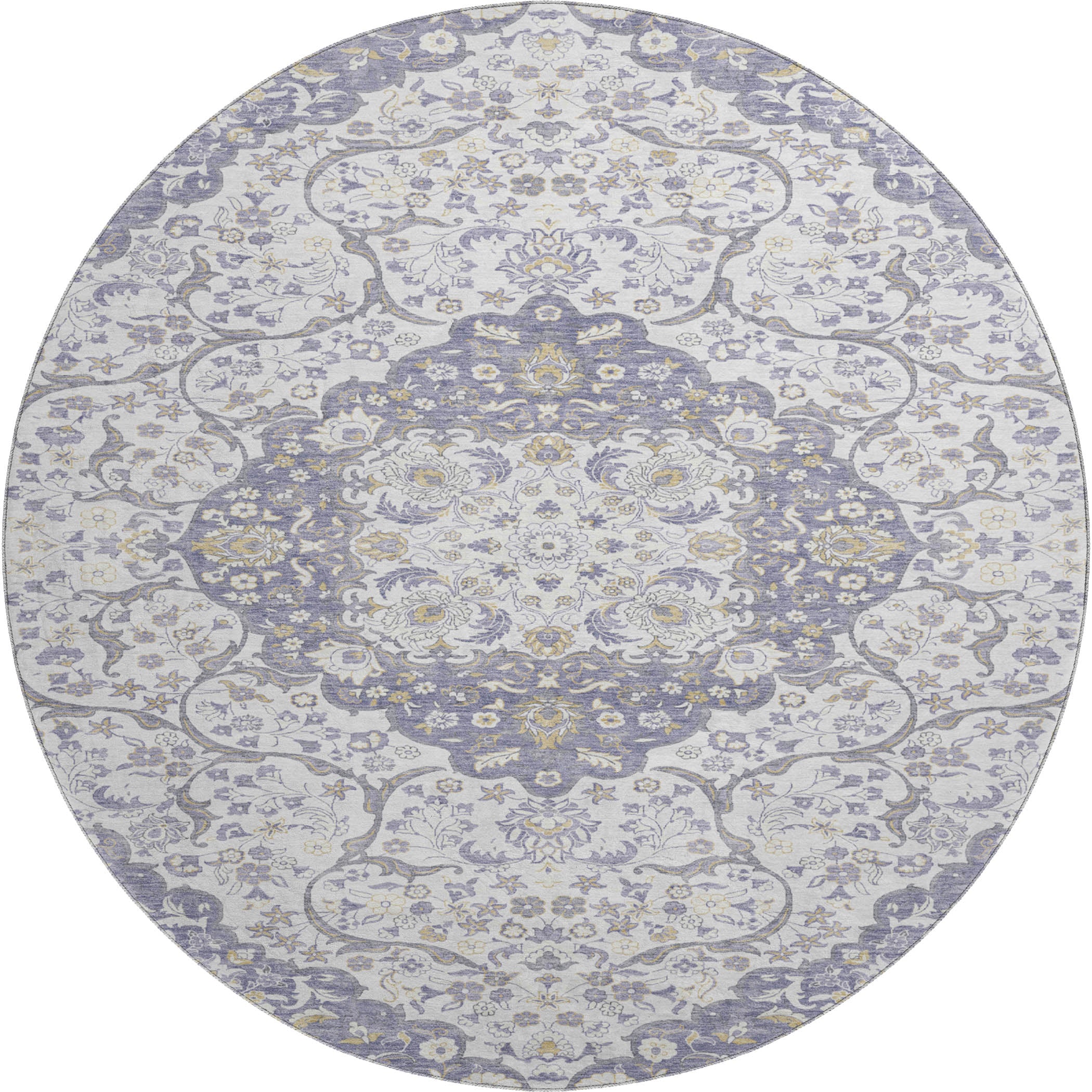 Cairo Machine Washable Traditional Lavender Purple Rug 8' x 8' #shape_Round