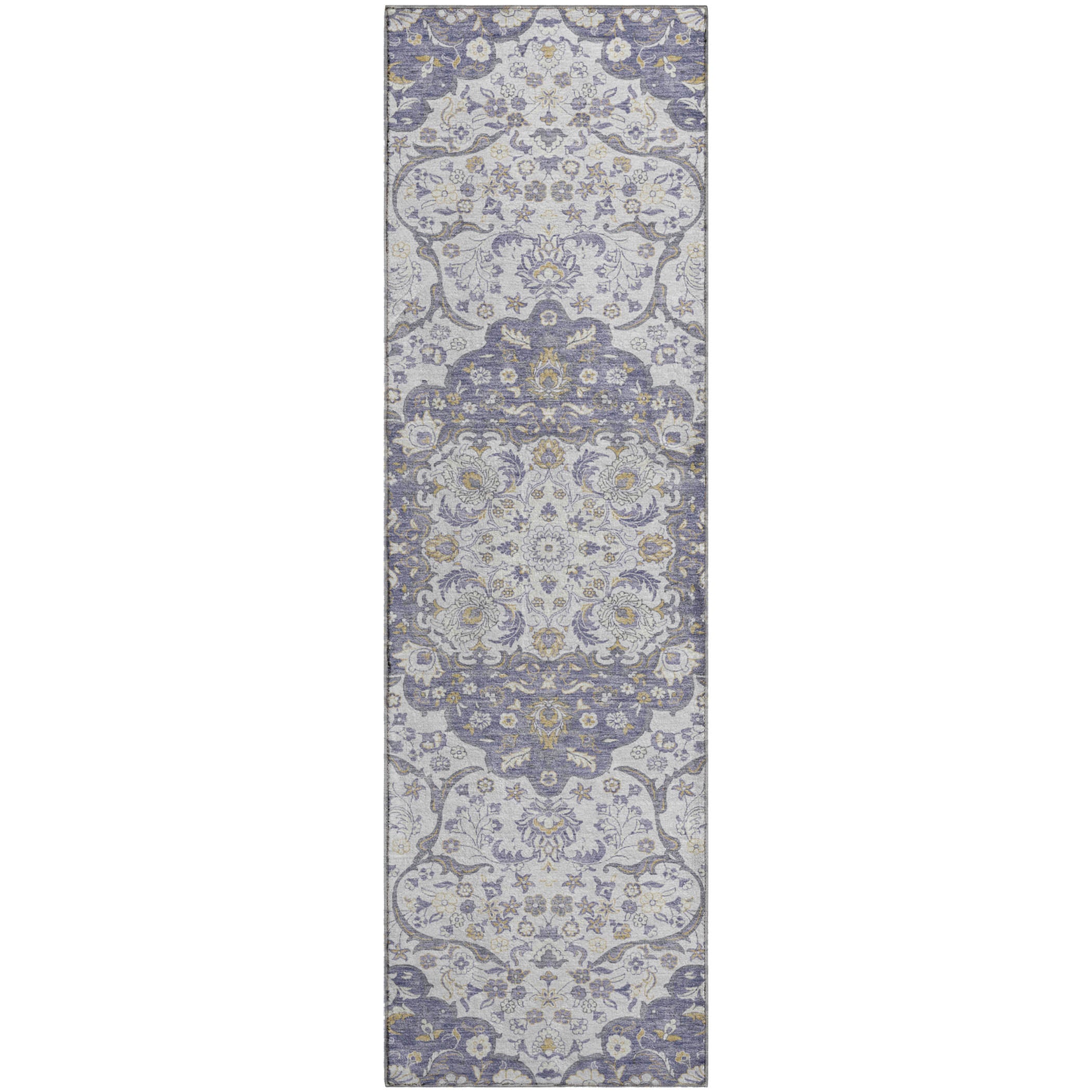 Cairo Machine Washable Traditional Lavender Purple Rug 2'3" x 7'6" #shape_Runner